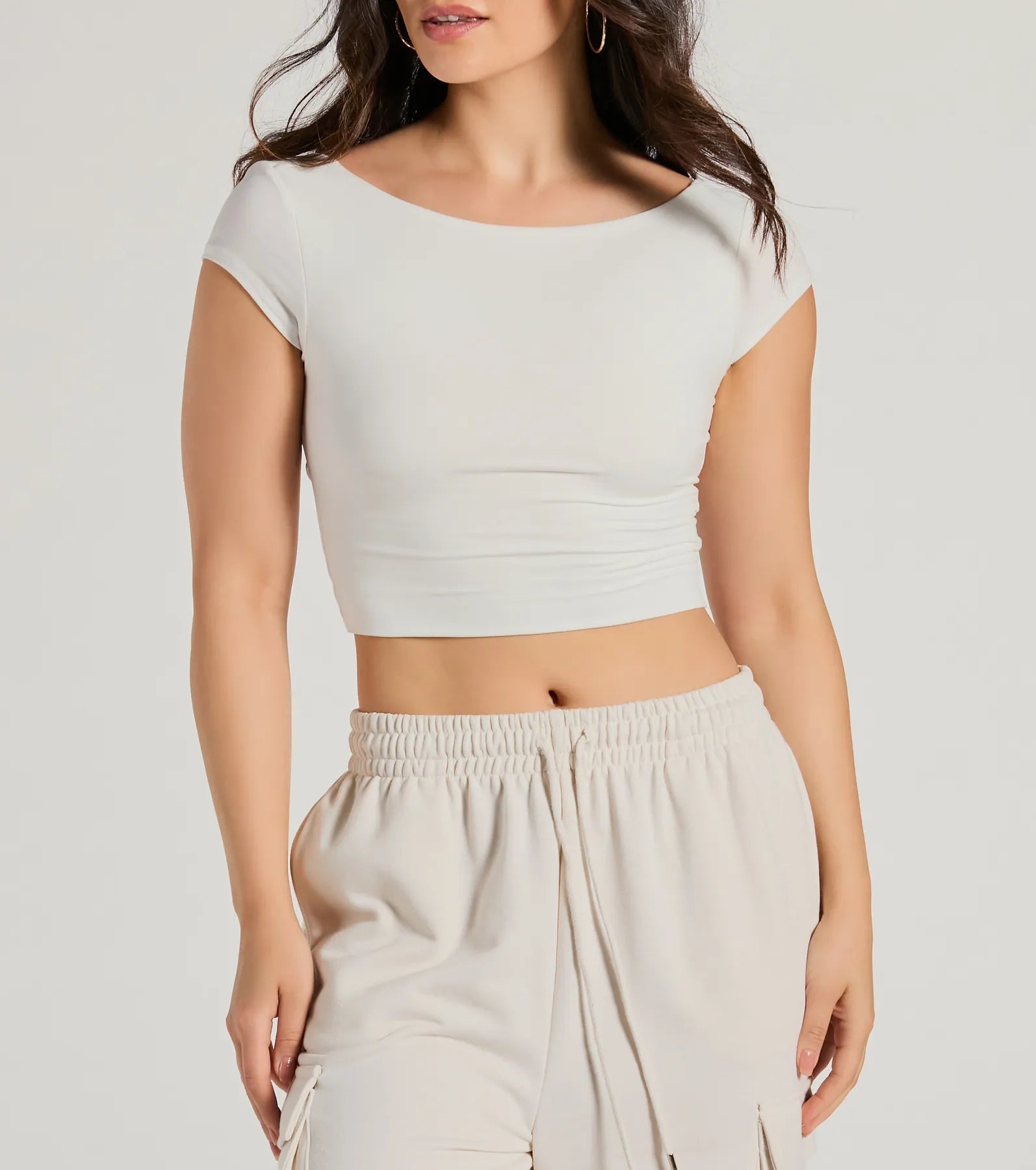 Back It Up Short Sleeve Strappy Crop Top