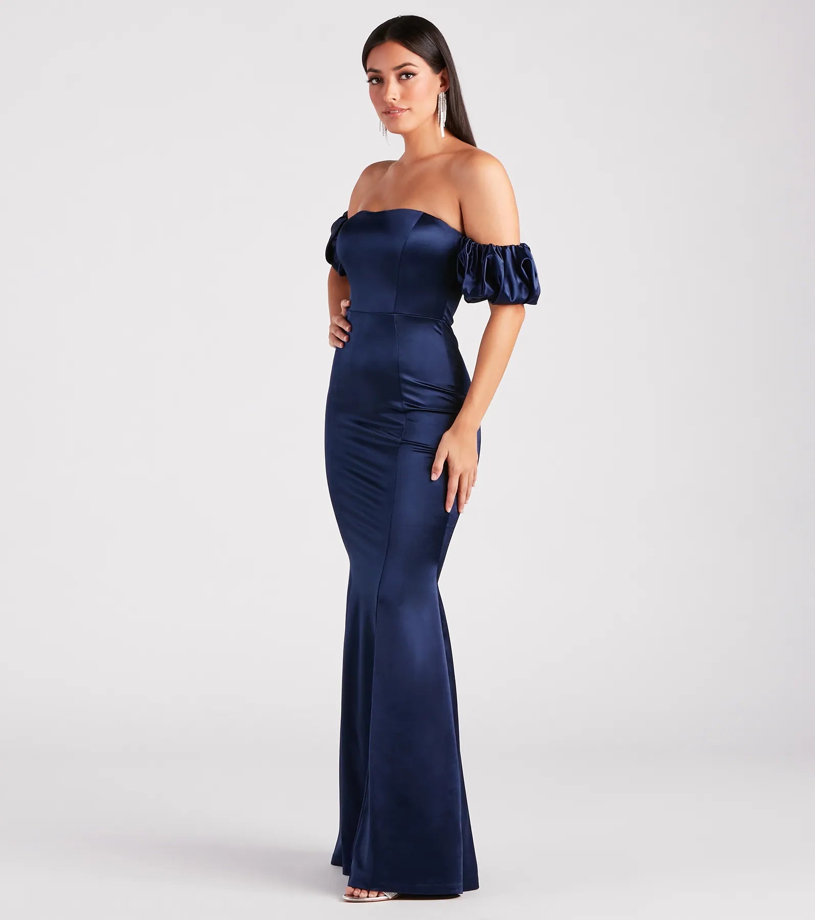 Rose Formal Satin Off-The-Shoulder Mermaid Dress