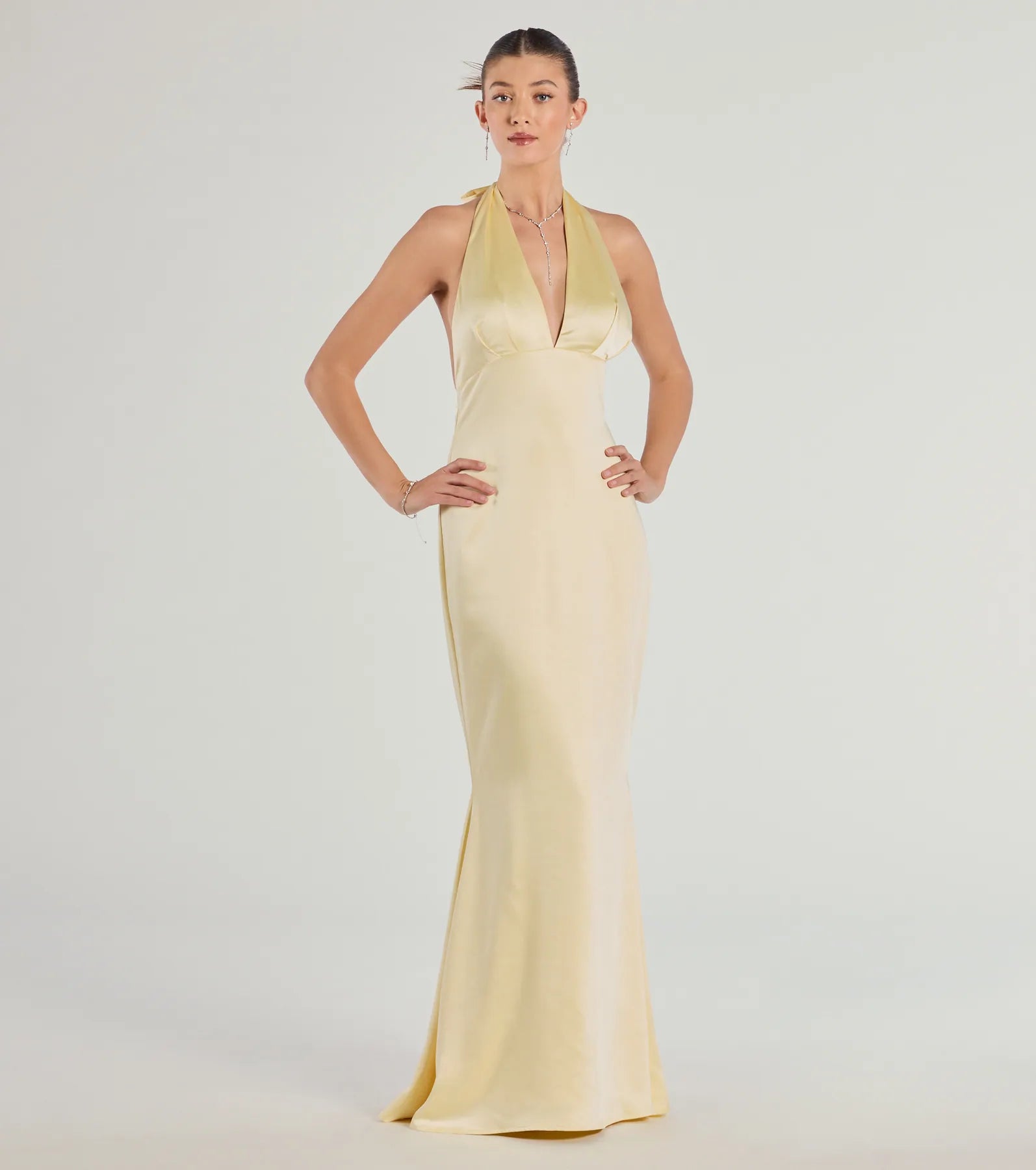 Erika Halter Satin Mermaid Formal Dress