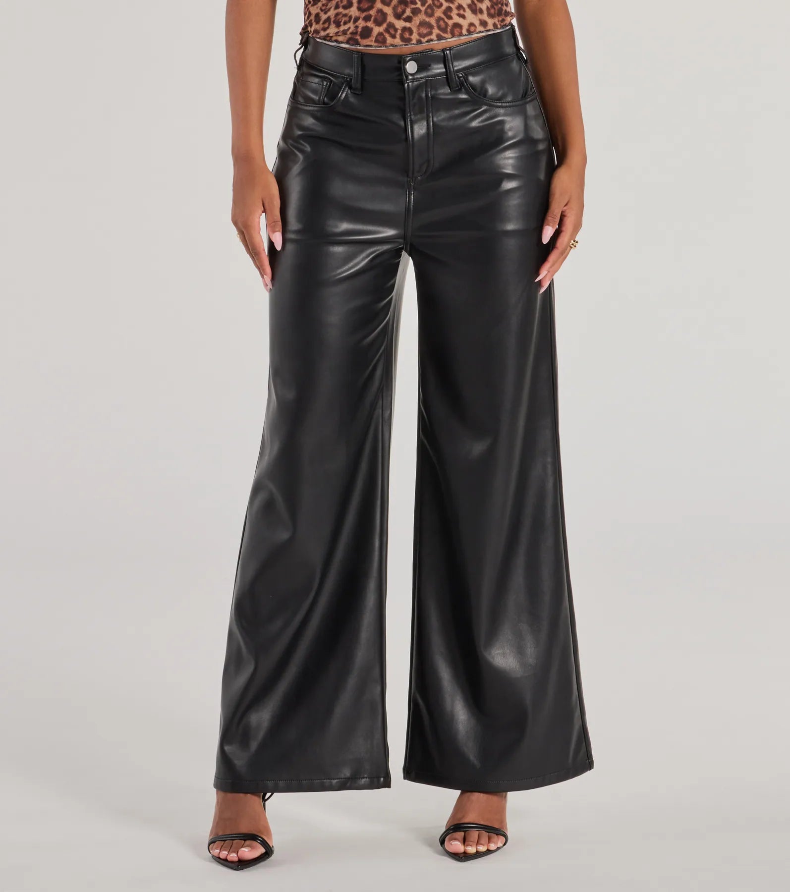 Glam In Motion Faux Leather Wide-Leg Pants