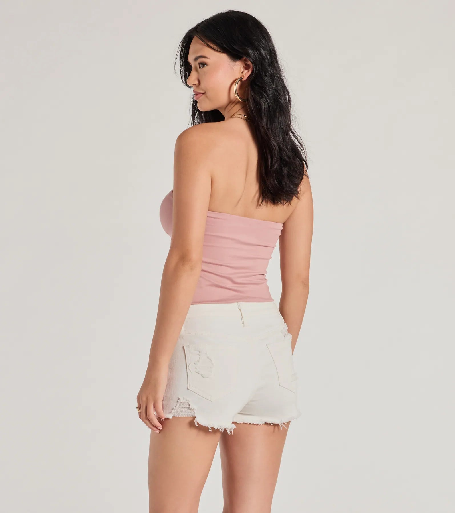 Hit The City Strapless Slit Crop Top