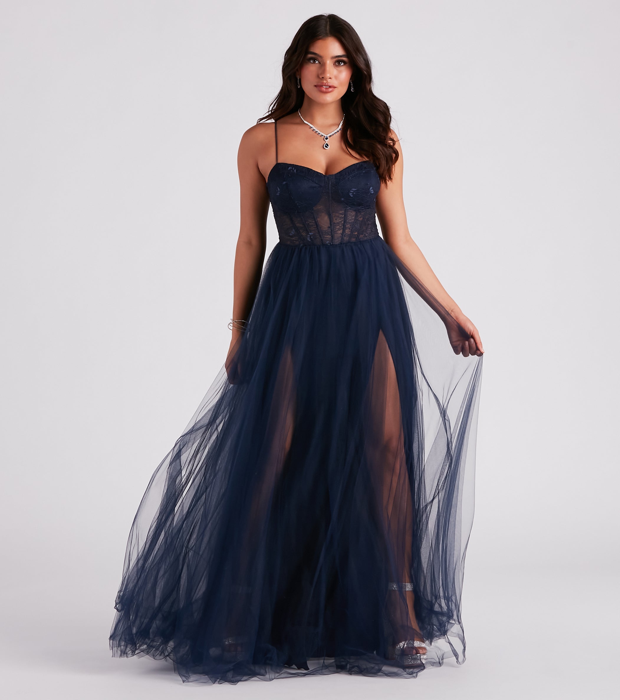 Hailey Lace Bustier Tulle Formal Dress