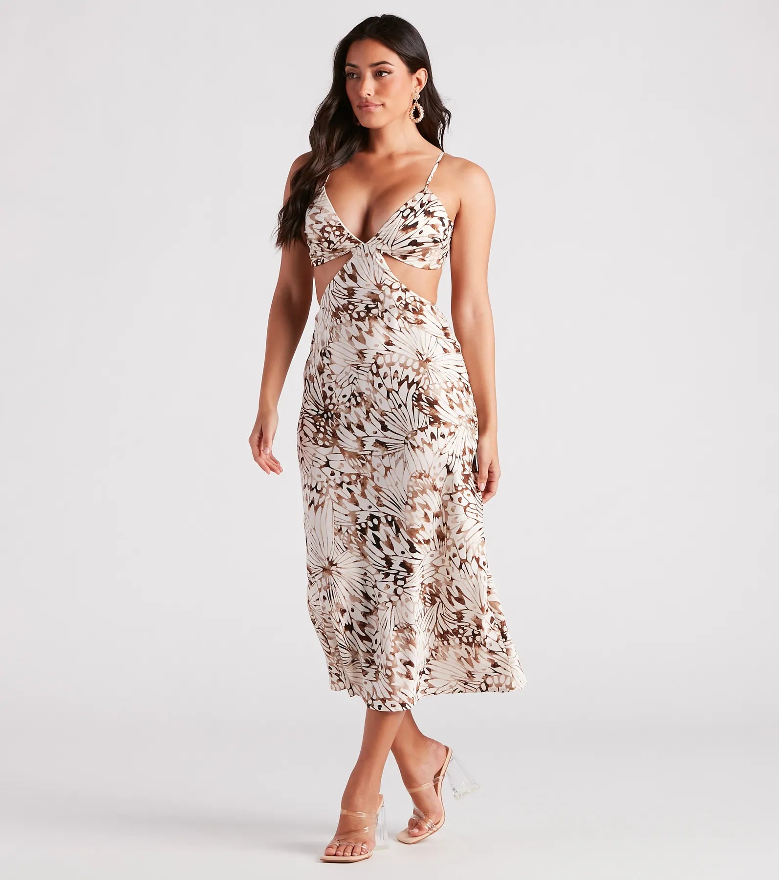 Favorite Moment Satin Printed Midi Dress