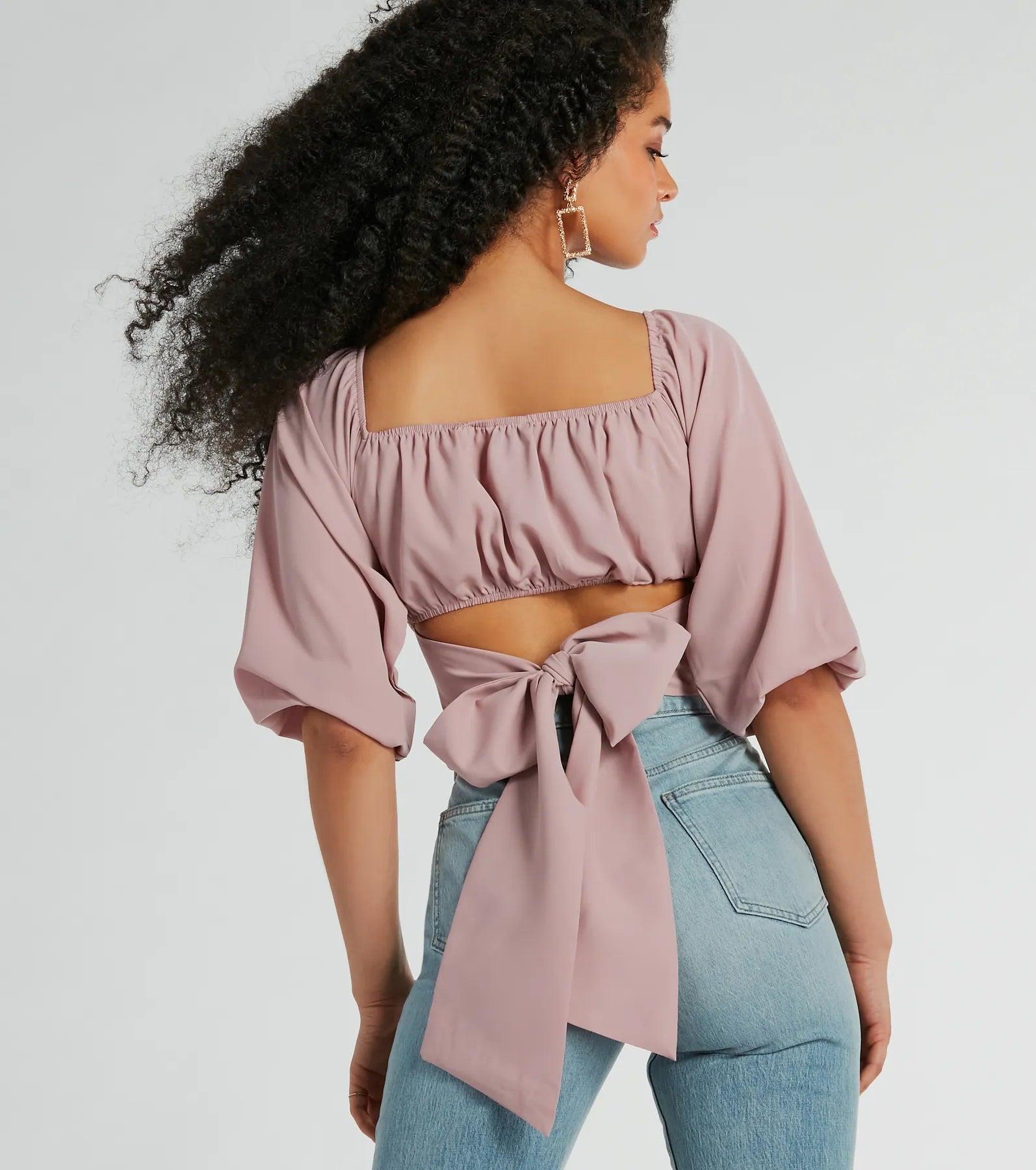 Love So Sweet Off-The-Shoulder Tie Back Crop Top