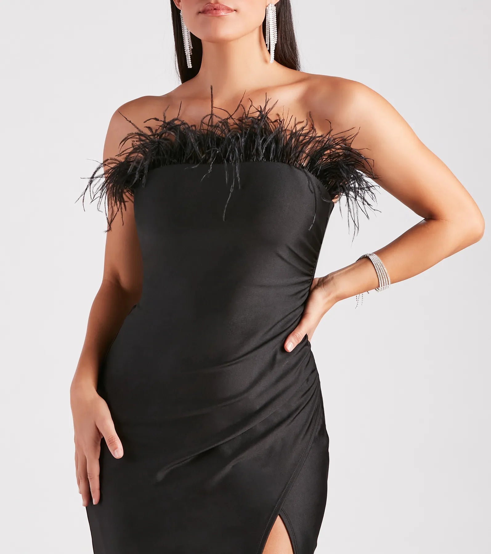 Blake Formal Strapless Feather Mermaid Dress