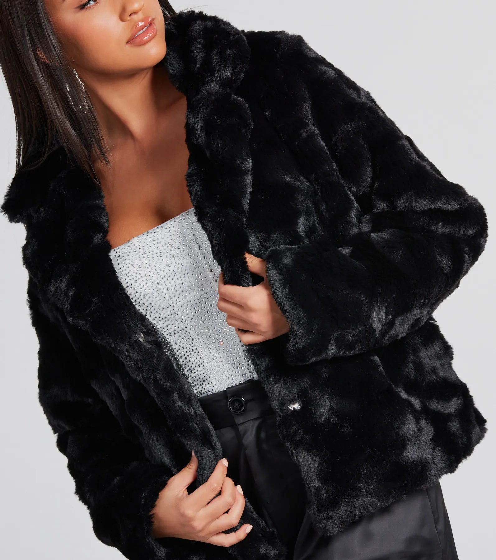 Top Trendsetter Textured Faux Fur Coat