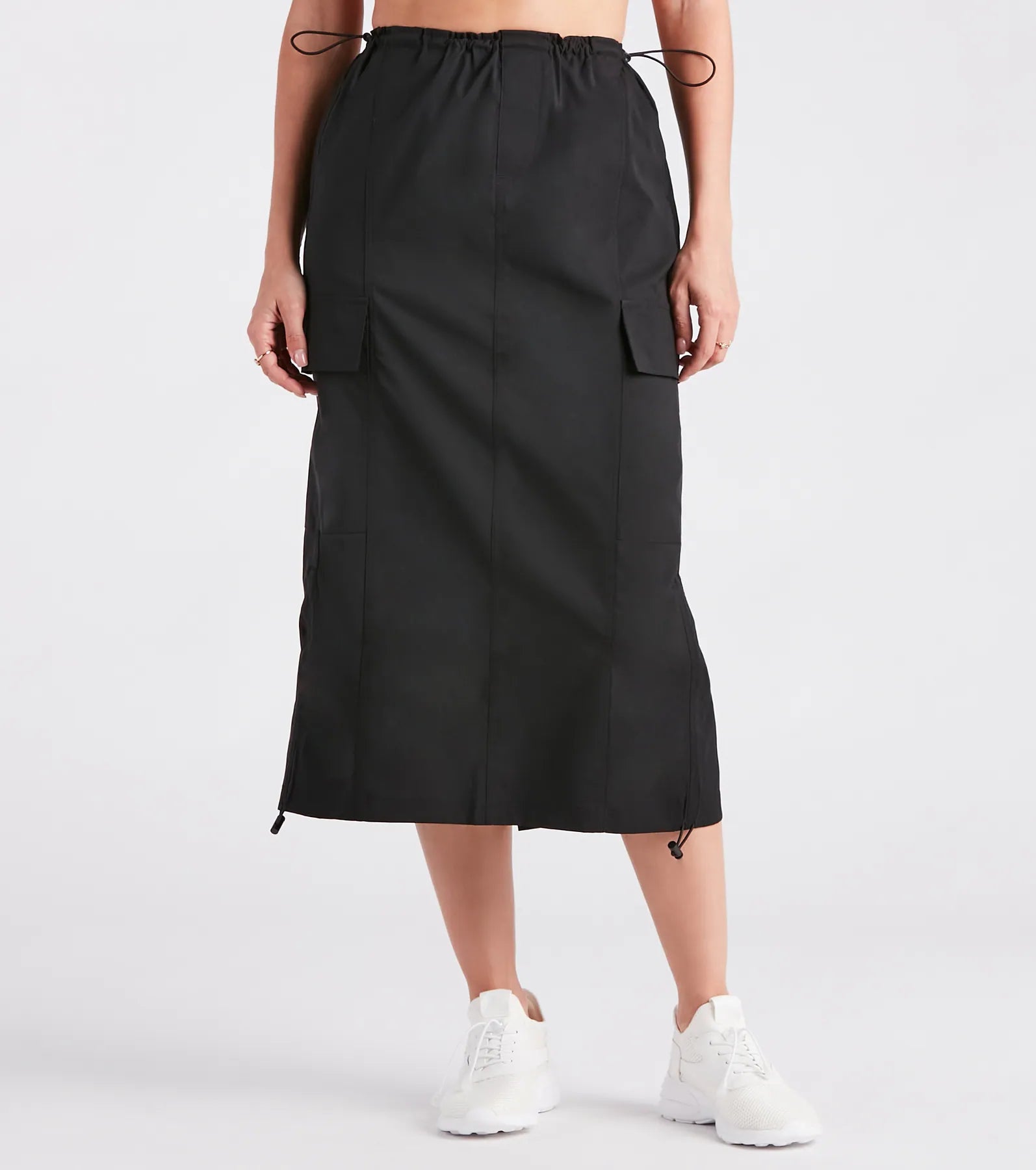 She's A Trendsetter Nylon Parachute Midi Skirt