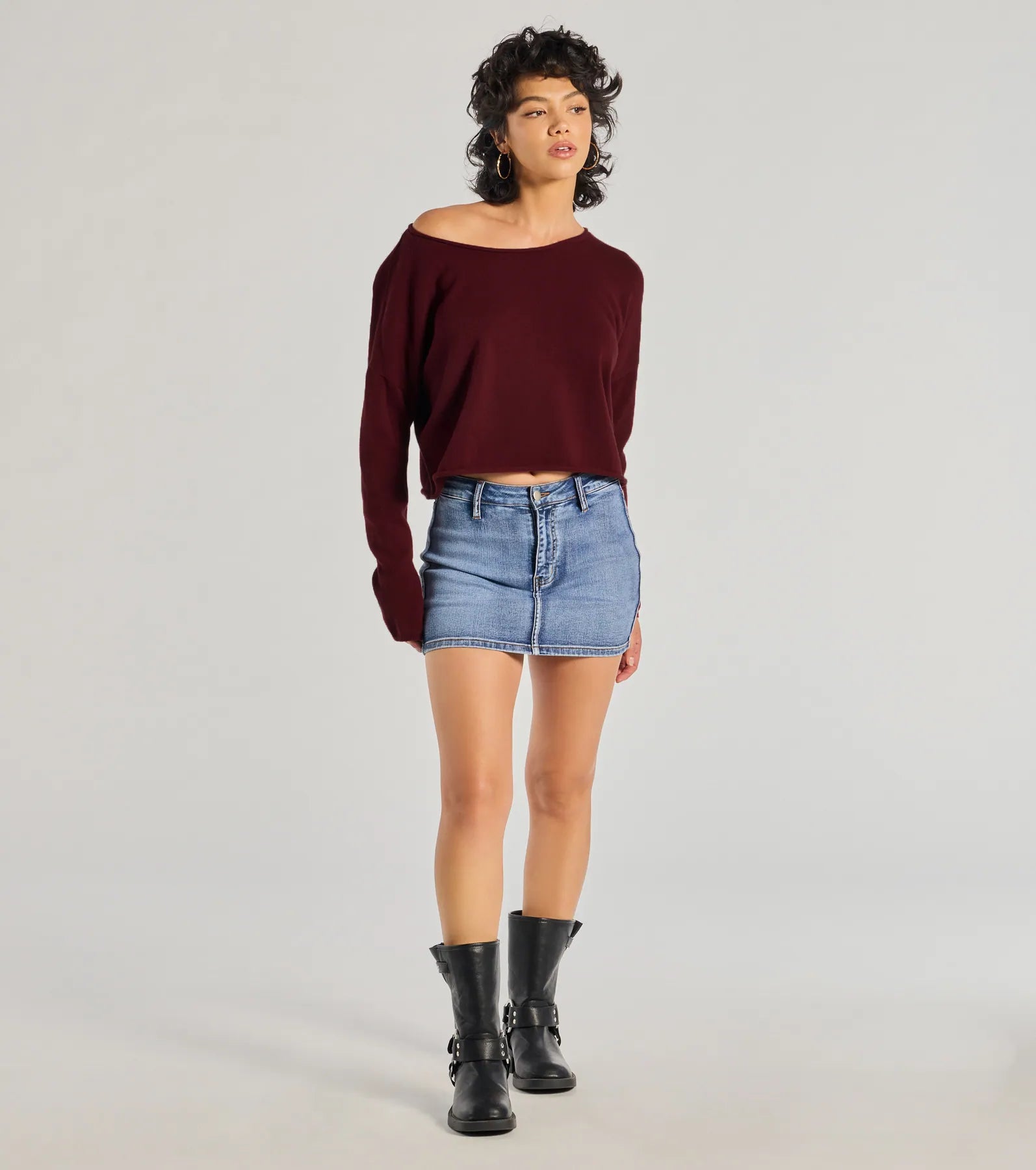 Classic Chic Asymmetrical Cropped Pullover Sweater