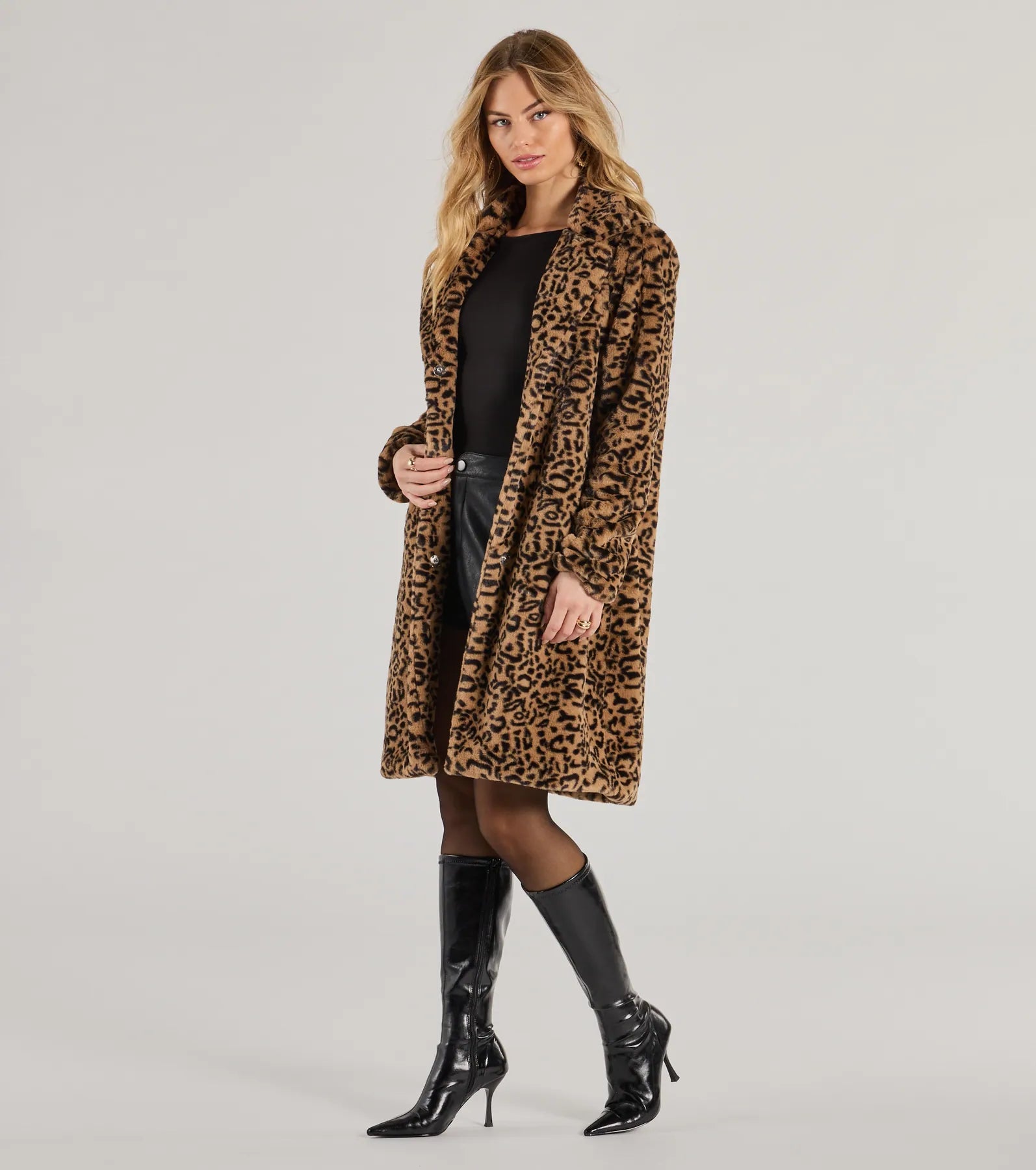 Fabulous Flair Leopard Faux Fur Trench Coat