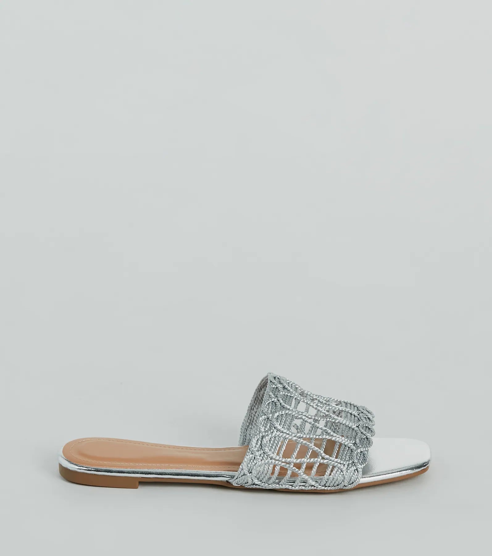 Glam Sheen Metallic Woven Faux Leather Sandals