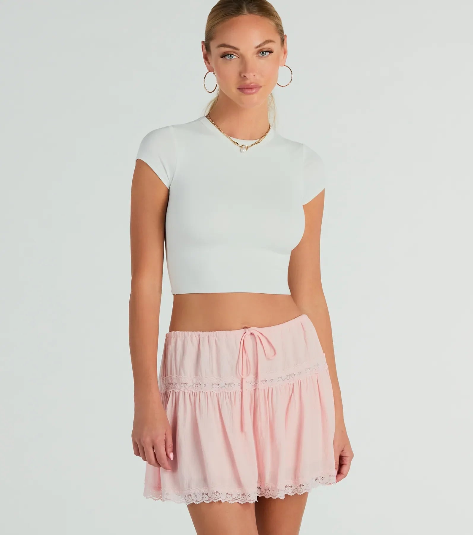 On The Prairie Lace Trim A-Line Mini Skirt