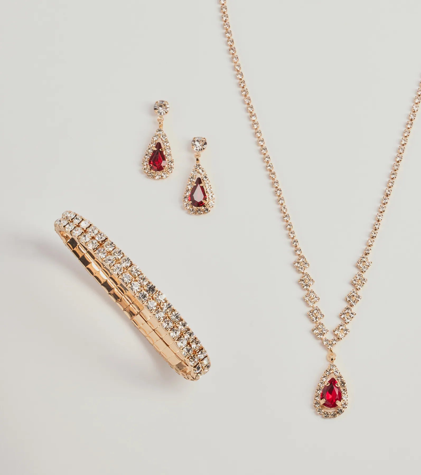 Regal Gemstone Necklace, Bracelet, And Earrings Set