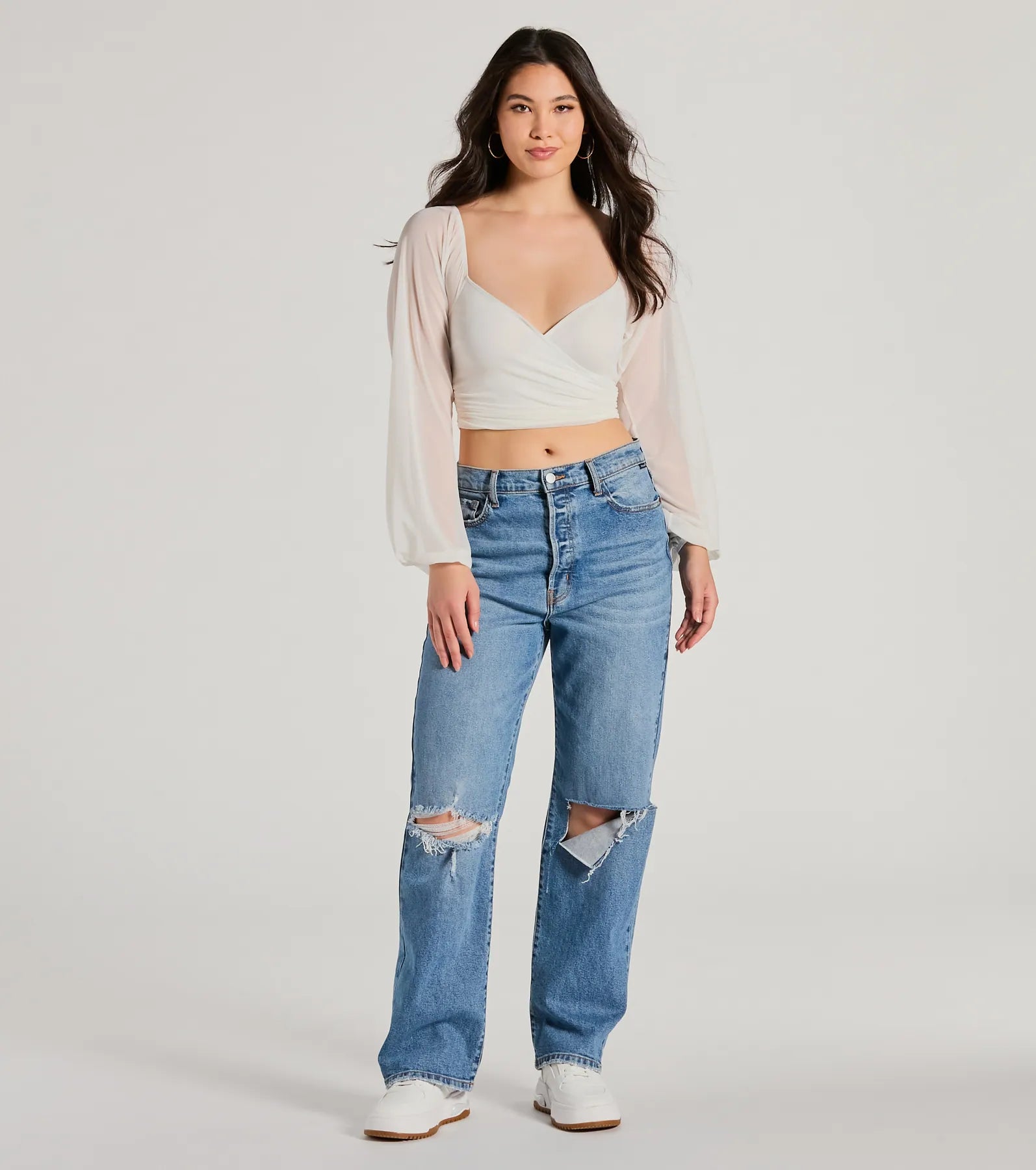 Ahead Of The Trend Surplice V-Neck Crop Top