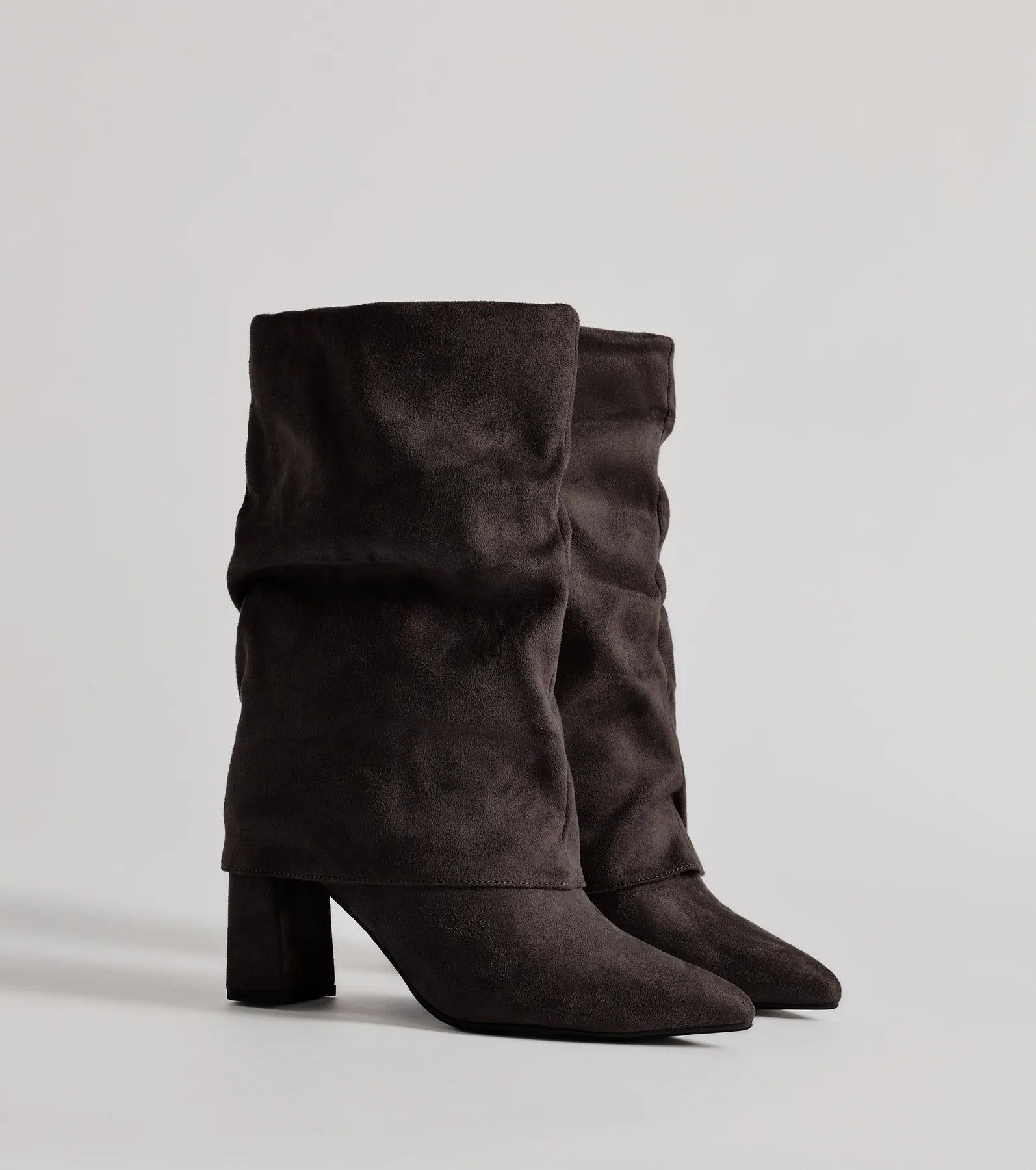 Fab Faux Suede Fold-Over Mid-Calf Boots