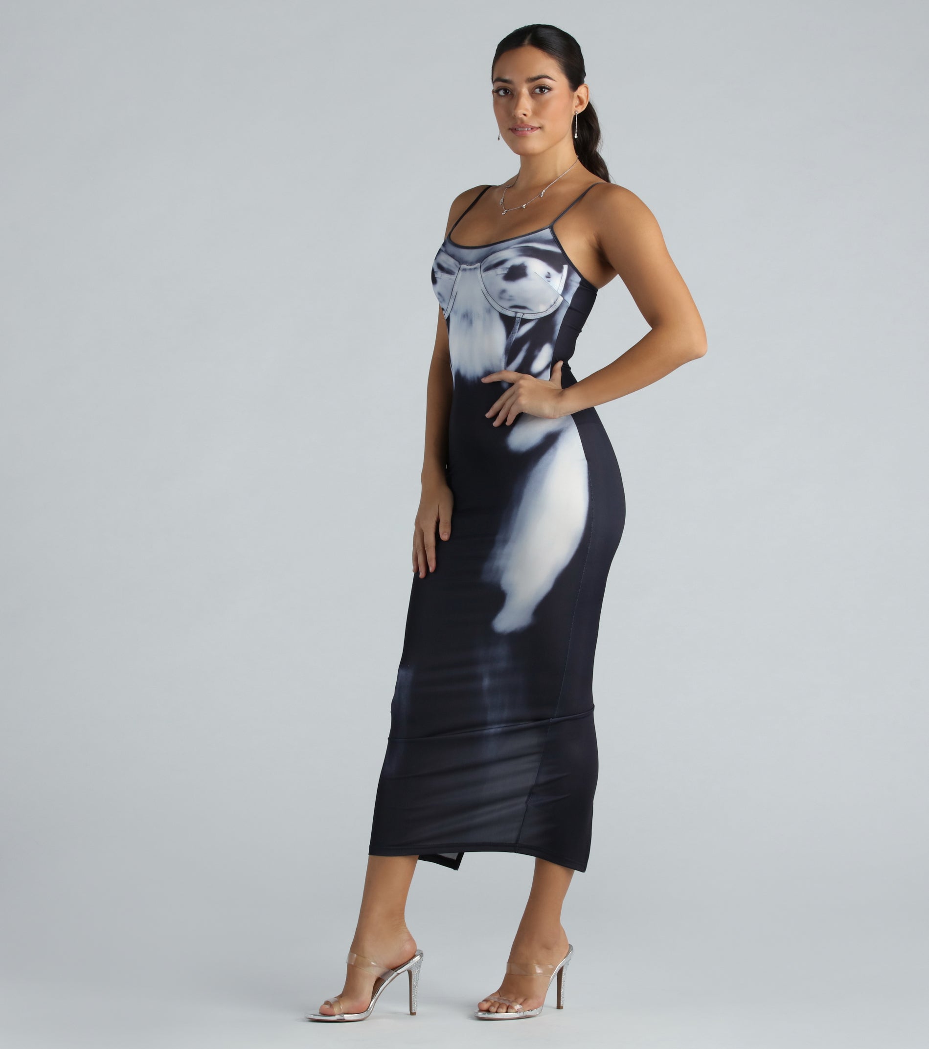 See Through Me X-Ray Graphic Maxi Dress