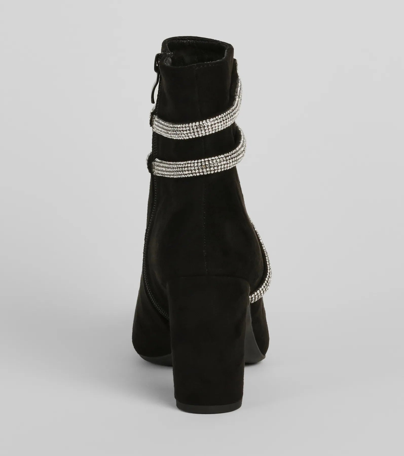 Spoil Yourself Faux Suede Rhinestone Booties