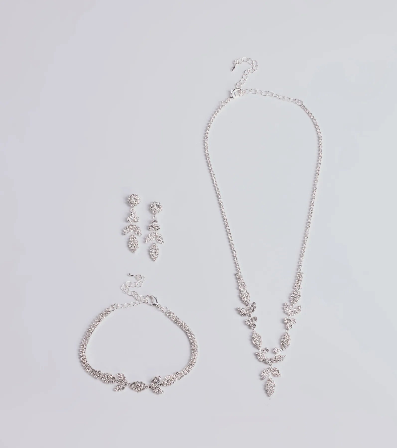 Luxe Desire Rhinestone Leaf Jewelry Set