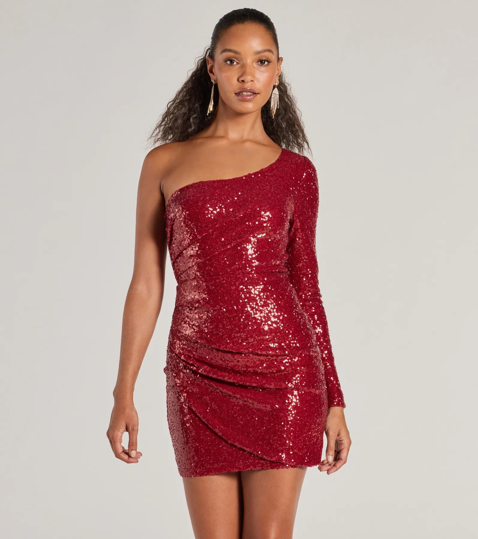 Sandra Sequin One-Shoulder Mini Dress