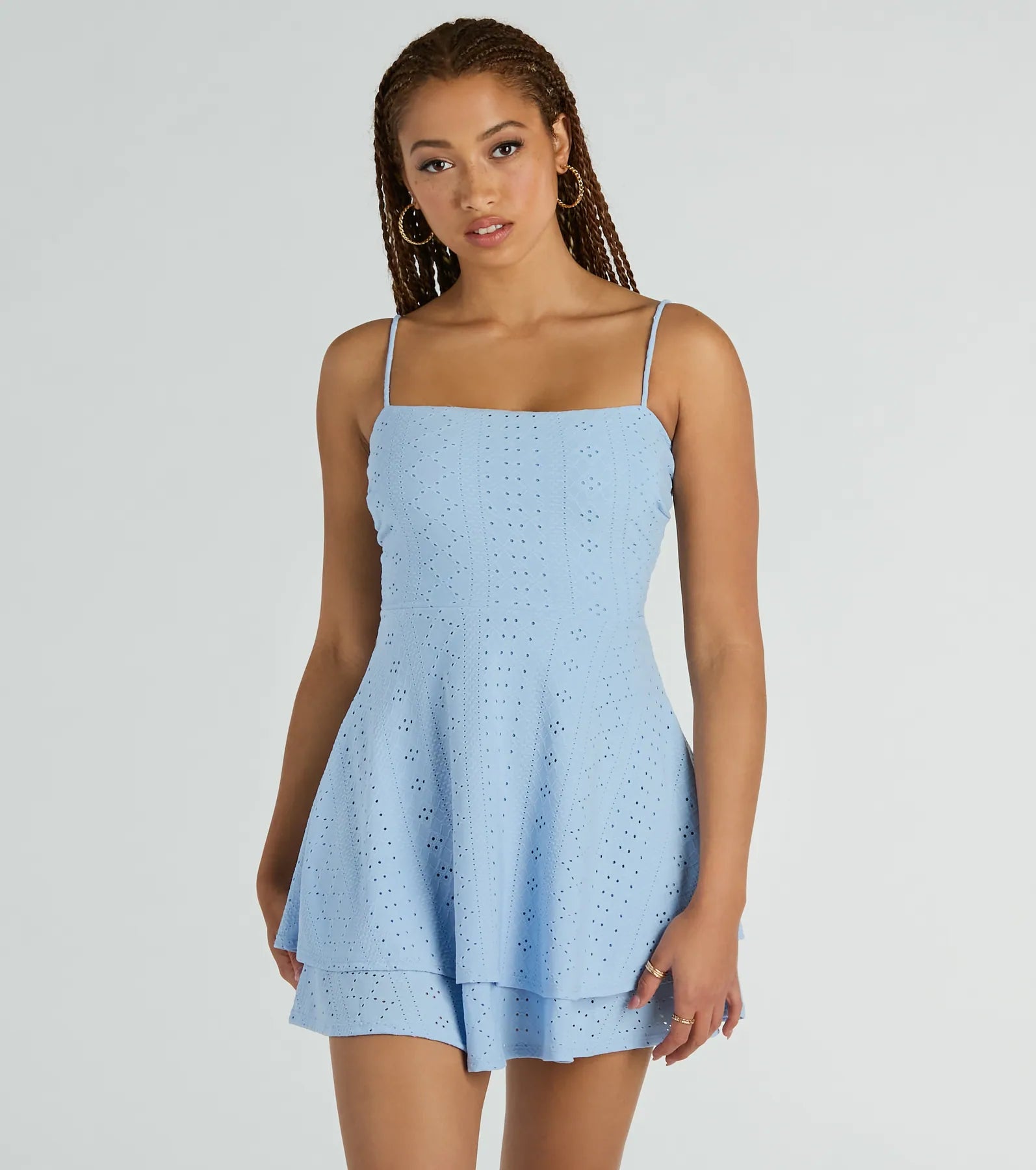 Pretty Vibes Eyelet Knit Layered Skater Dress