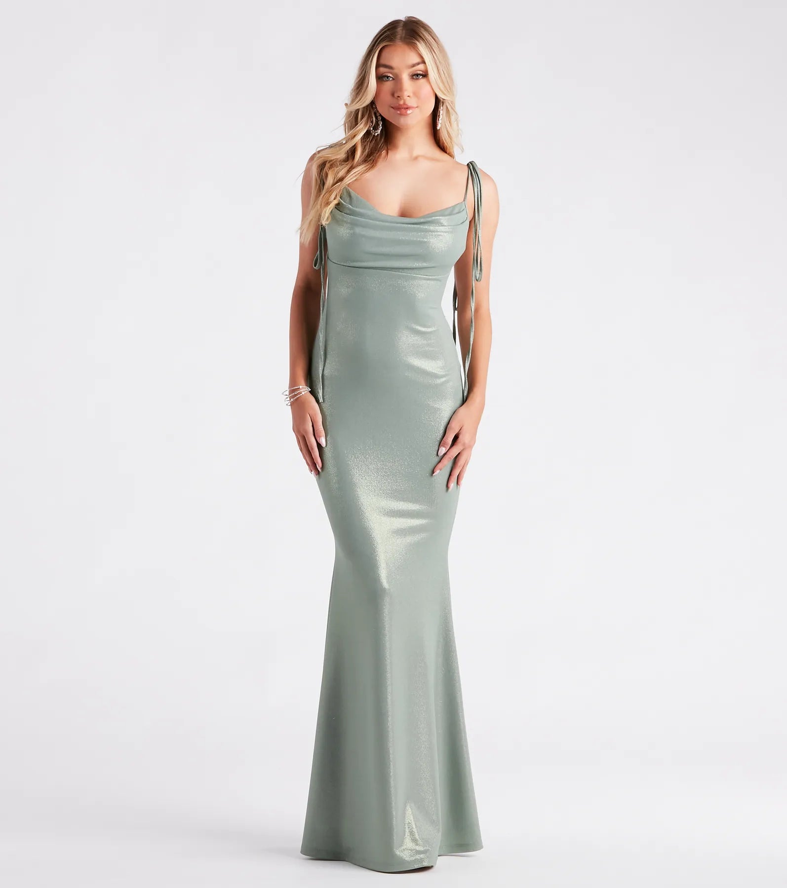 Presley Formal Foiled Metallic Mermaid Dress