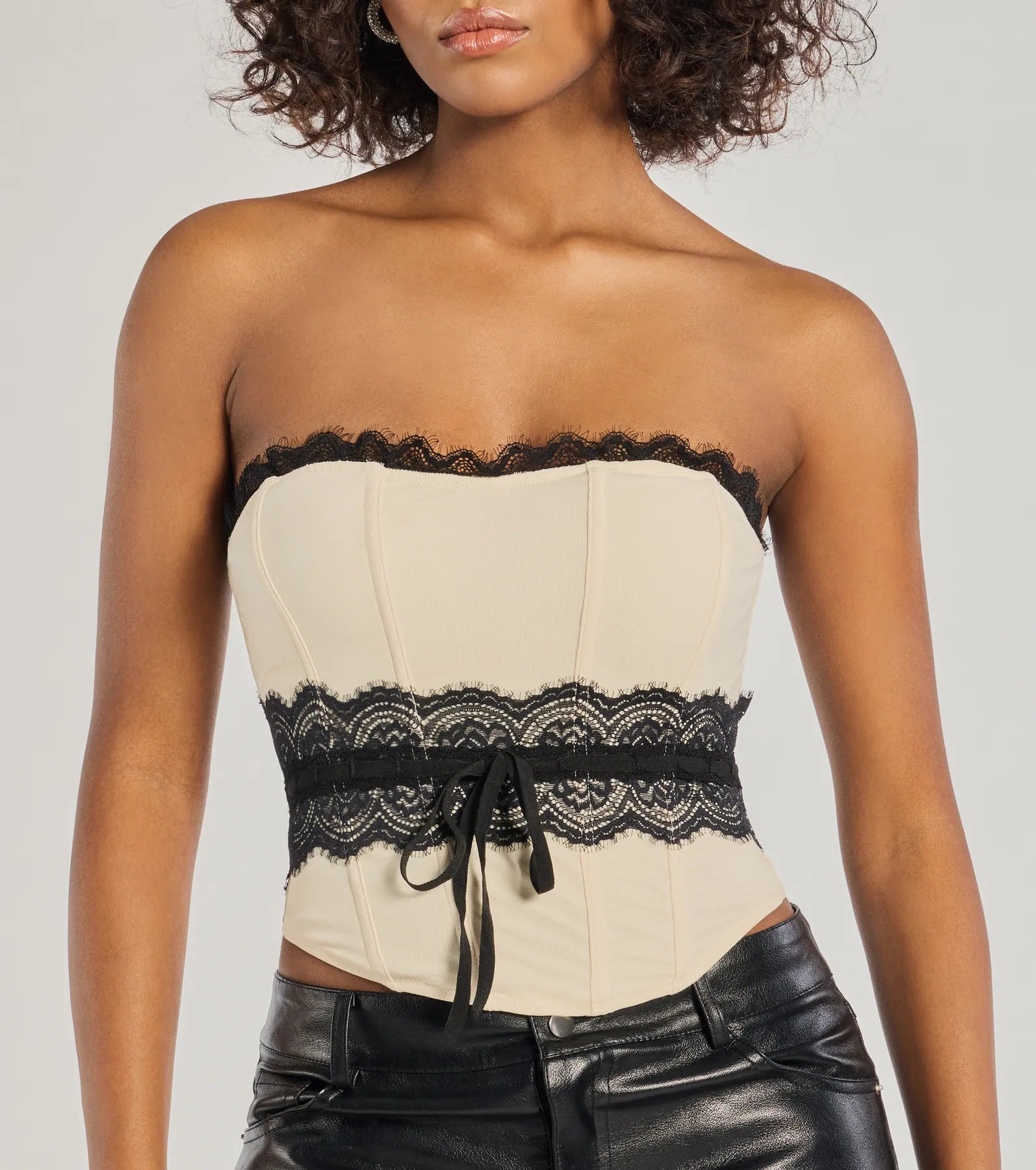 Delicate Glam Corset Lace Ribbon Top