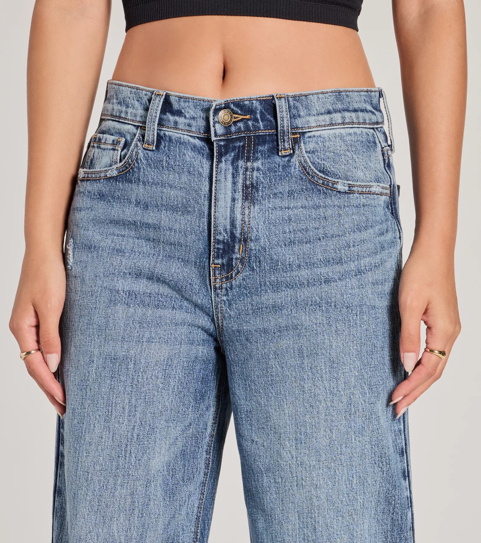 Cool Trend High-Rise Cuffed Wide-Leg Denim Jeans