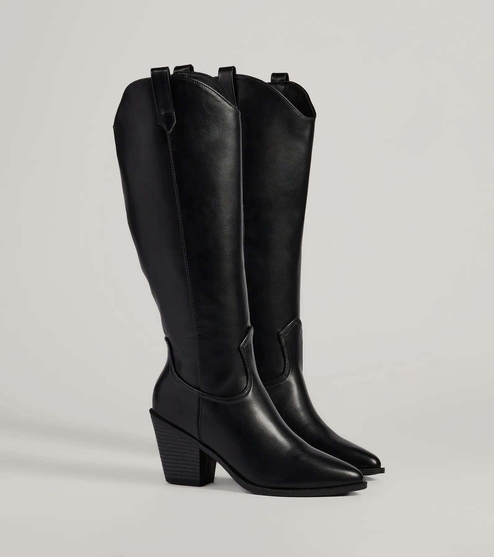 Western Sleek Knee-High Block Heel Boots