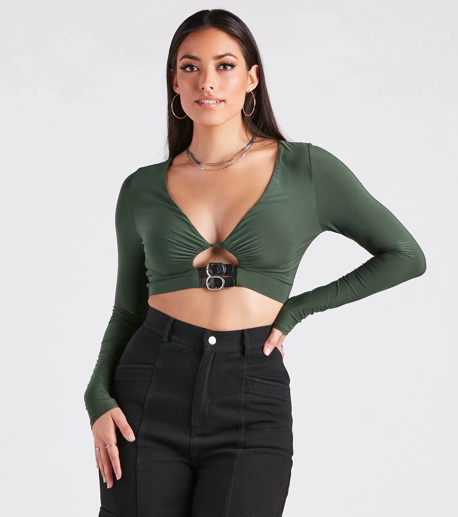 A Girl's Best Friend Belt Trim Crop Top