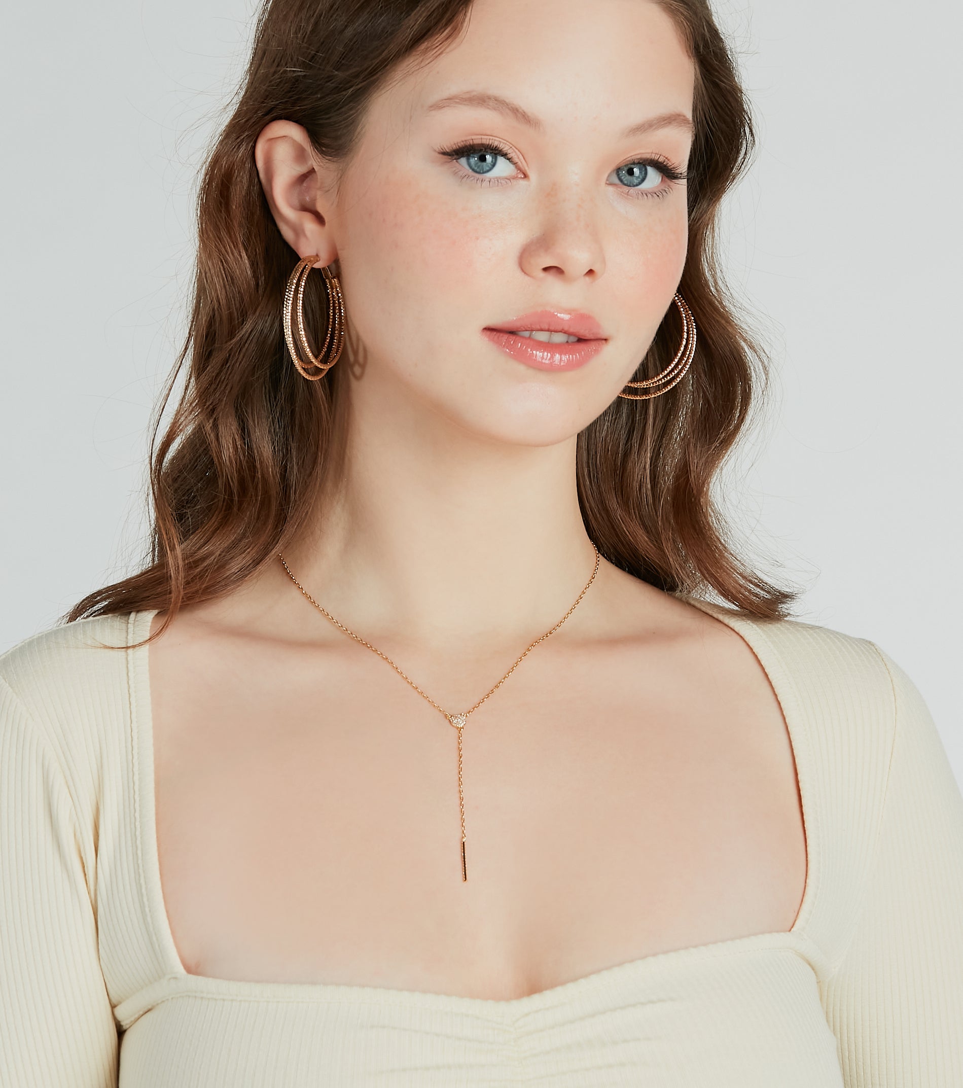 Chic Shine 14K Gold Plated Cubic Zirconia Lariat Necklace