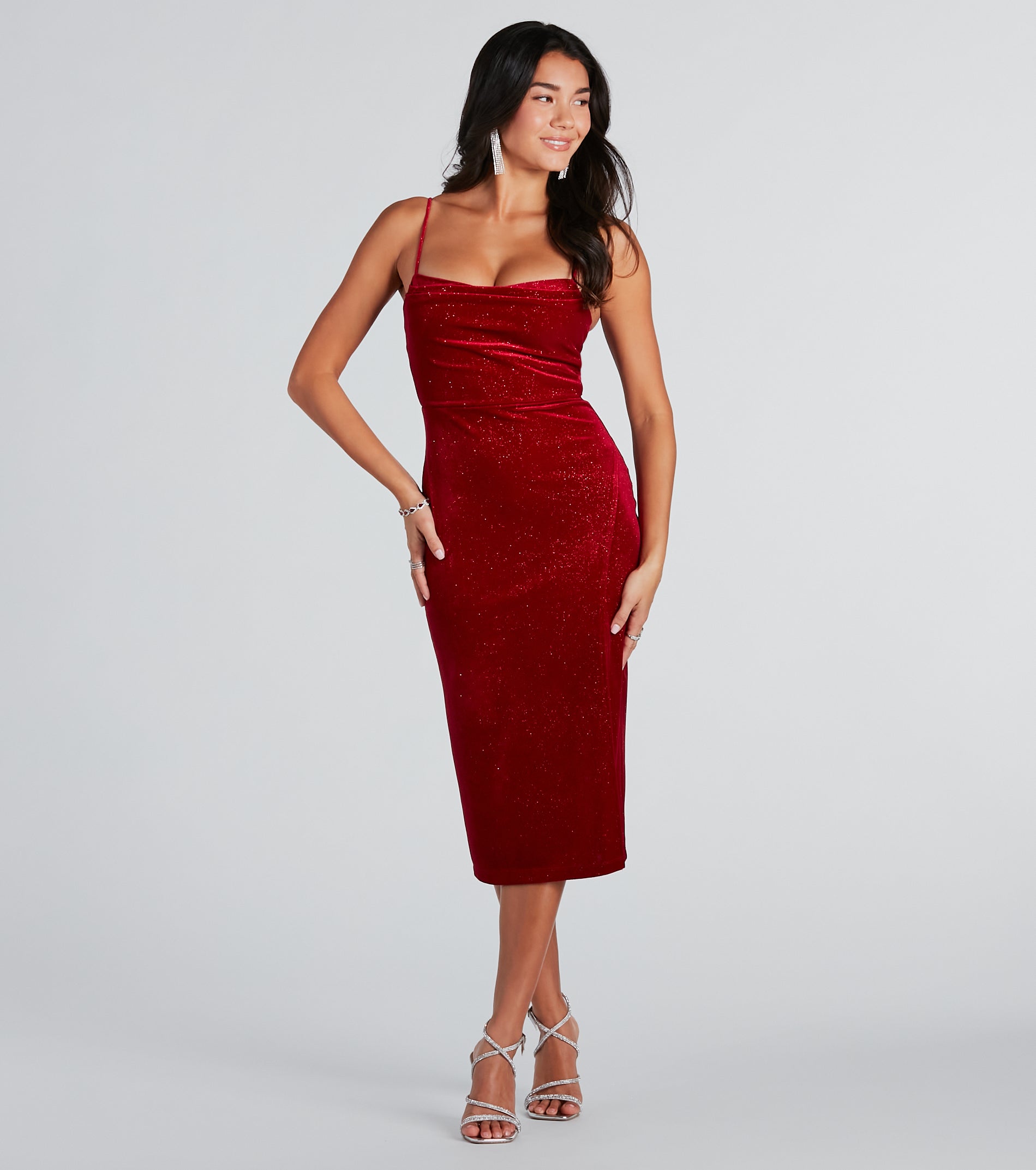 All Is Merry Velvet Glitter Midi Dress