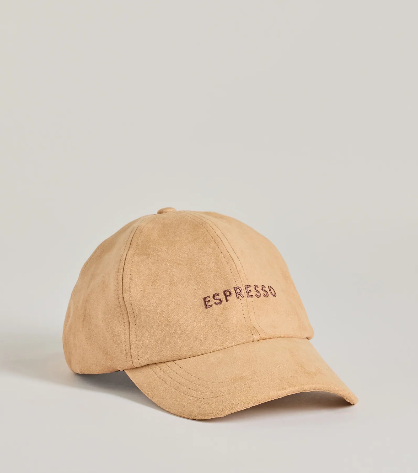 Faux Suede Espresso Script Cap