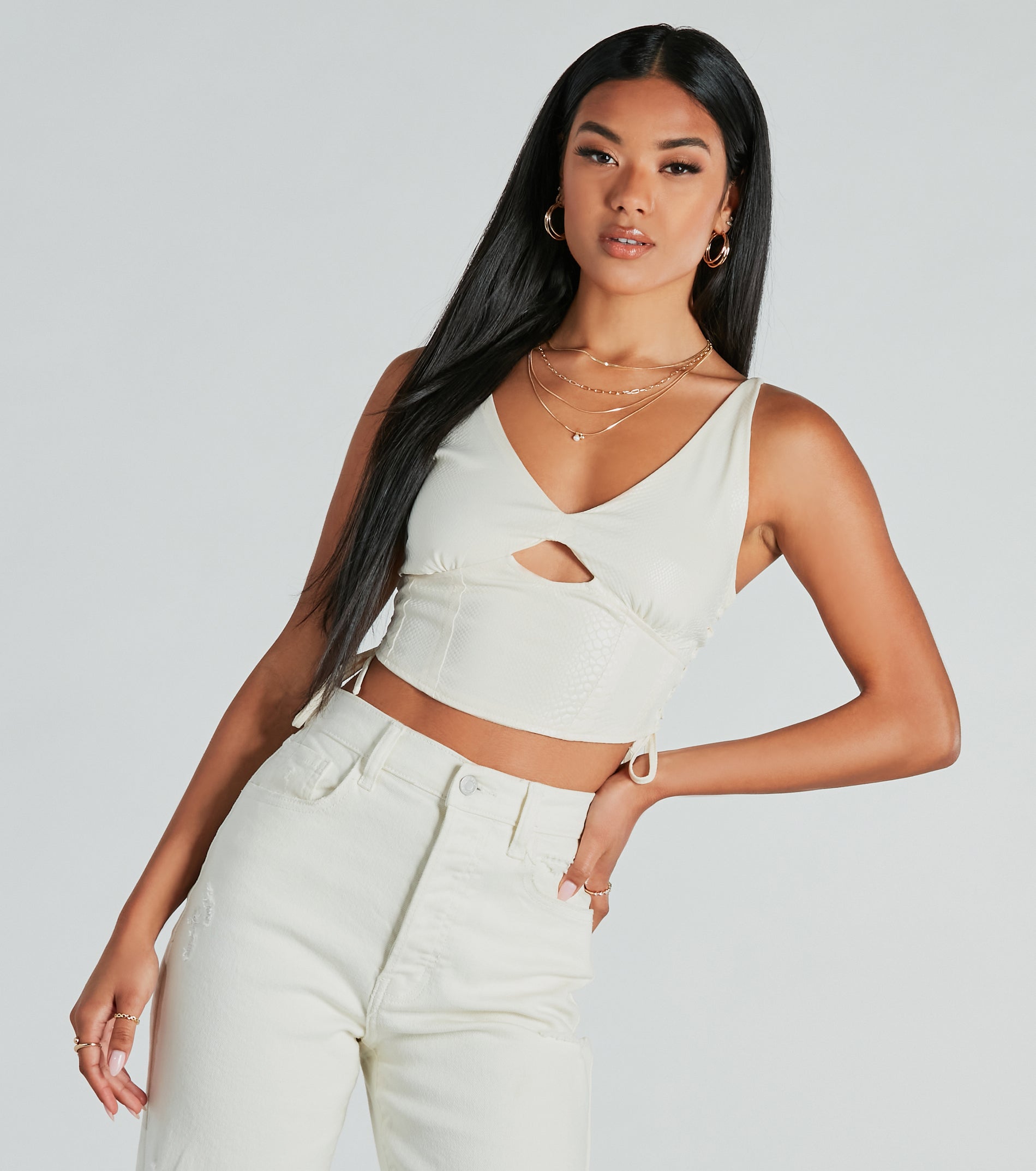 Saucy Snake Lace-Up Crop Top