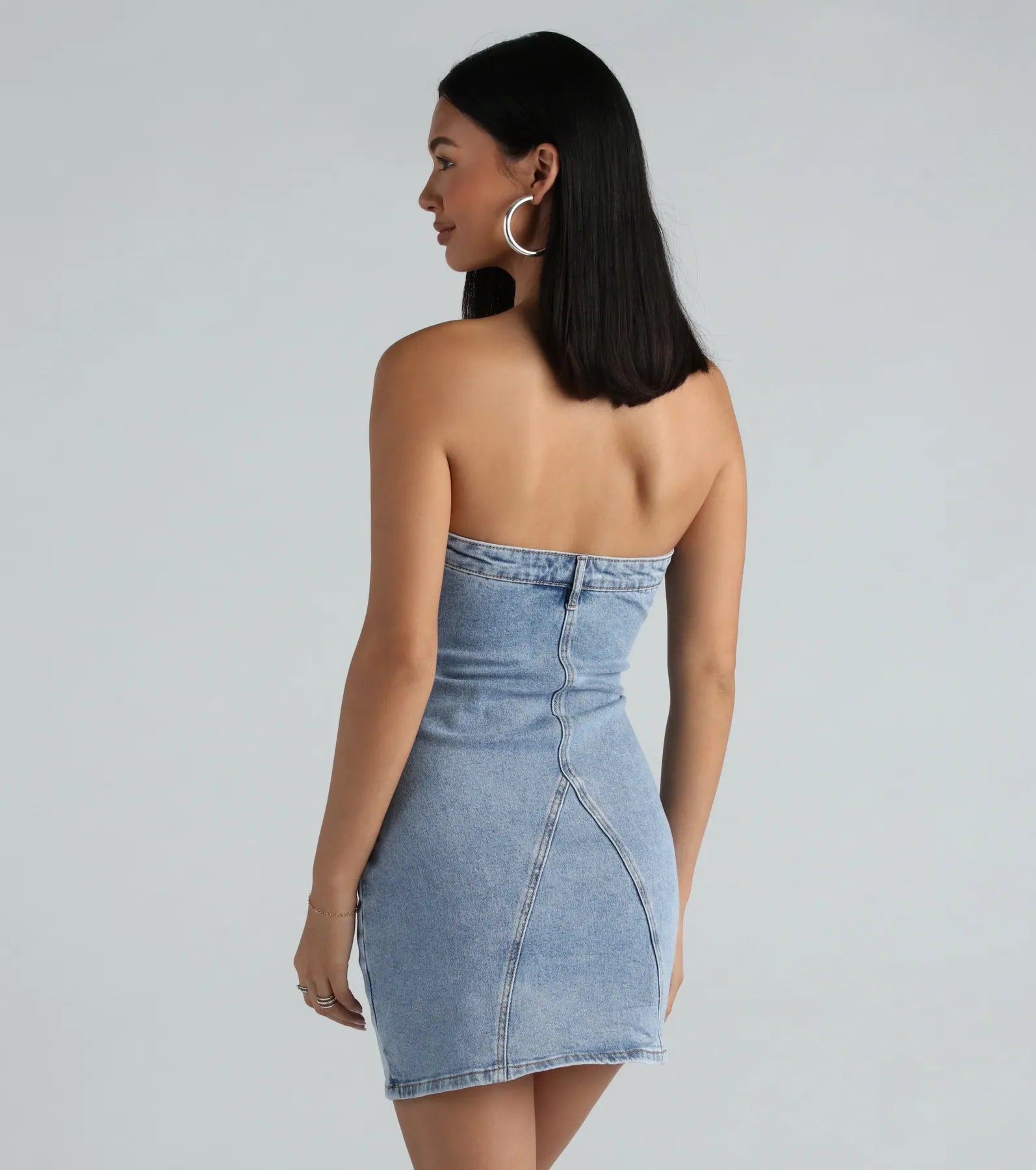 The 90s Are Calling Denim Strapless Mini Dress