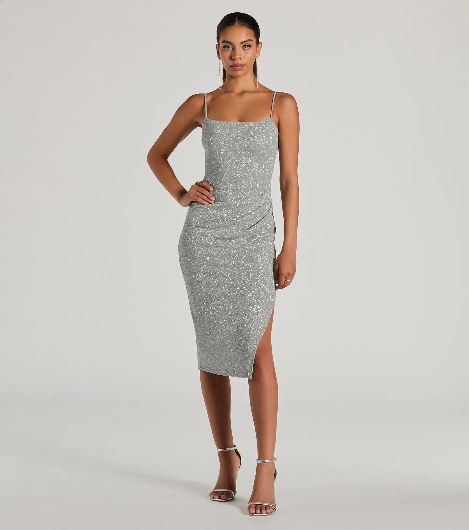 Glitzy Gorgeous Glitter Knit Midi Dress