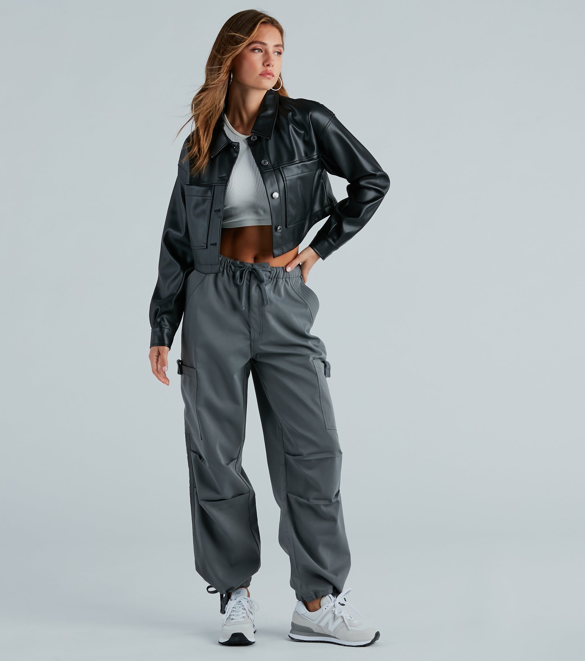 Movin' On Up High-Rise Parachute Cargo Pants