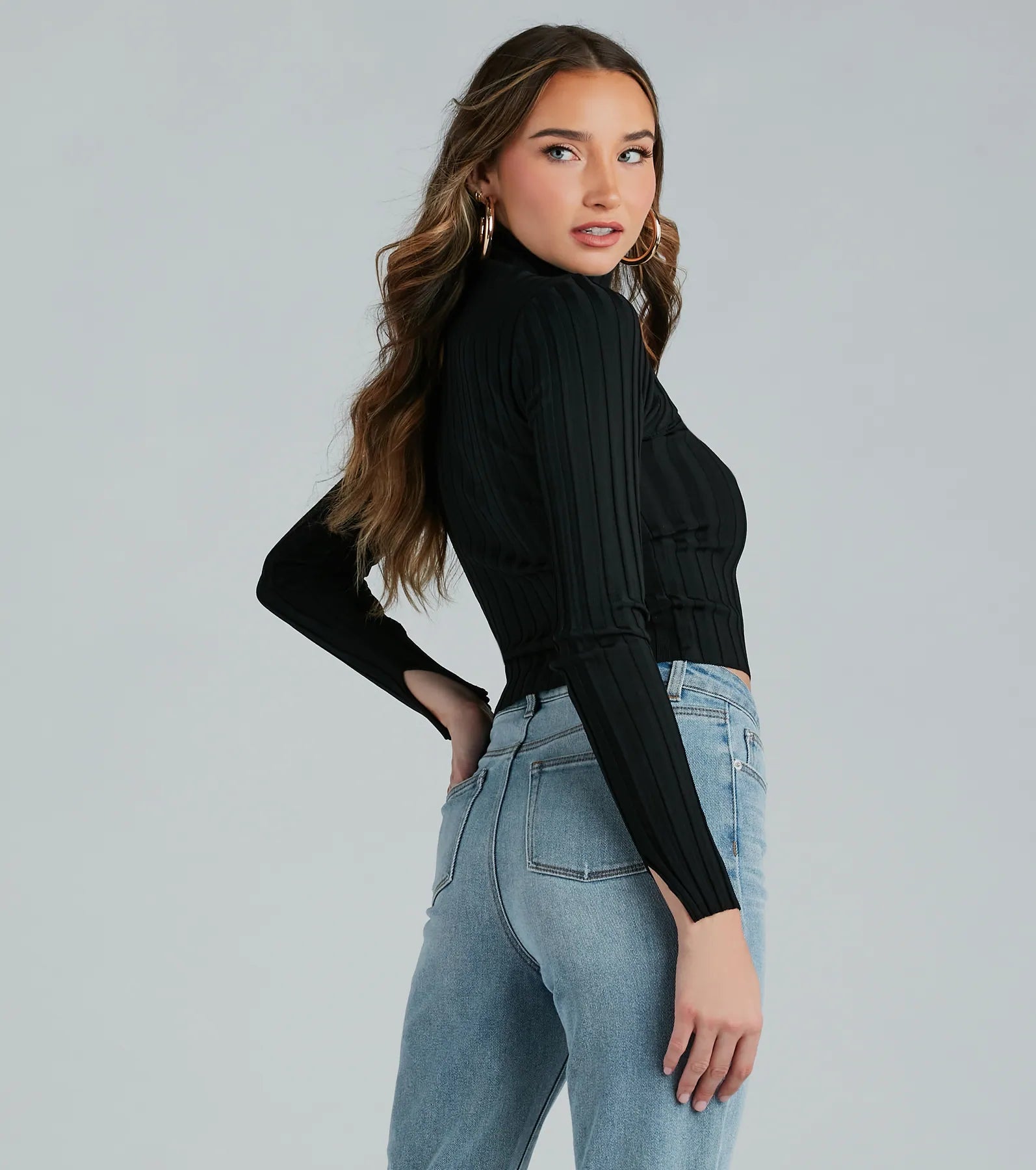 Cut Out The Drama Rib Knit Sweater Top