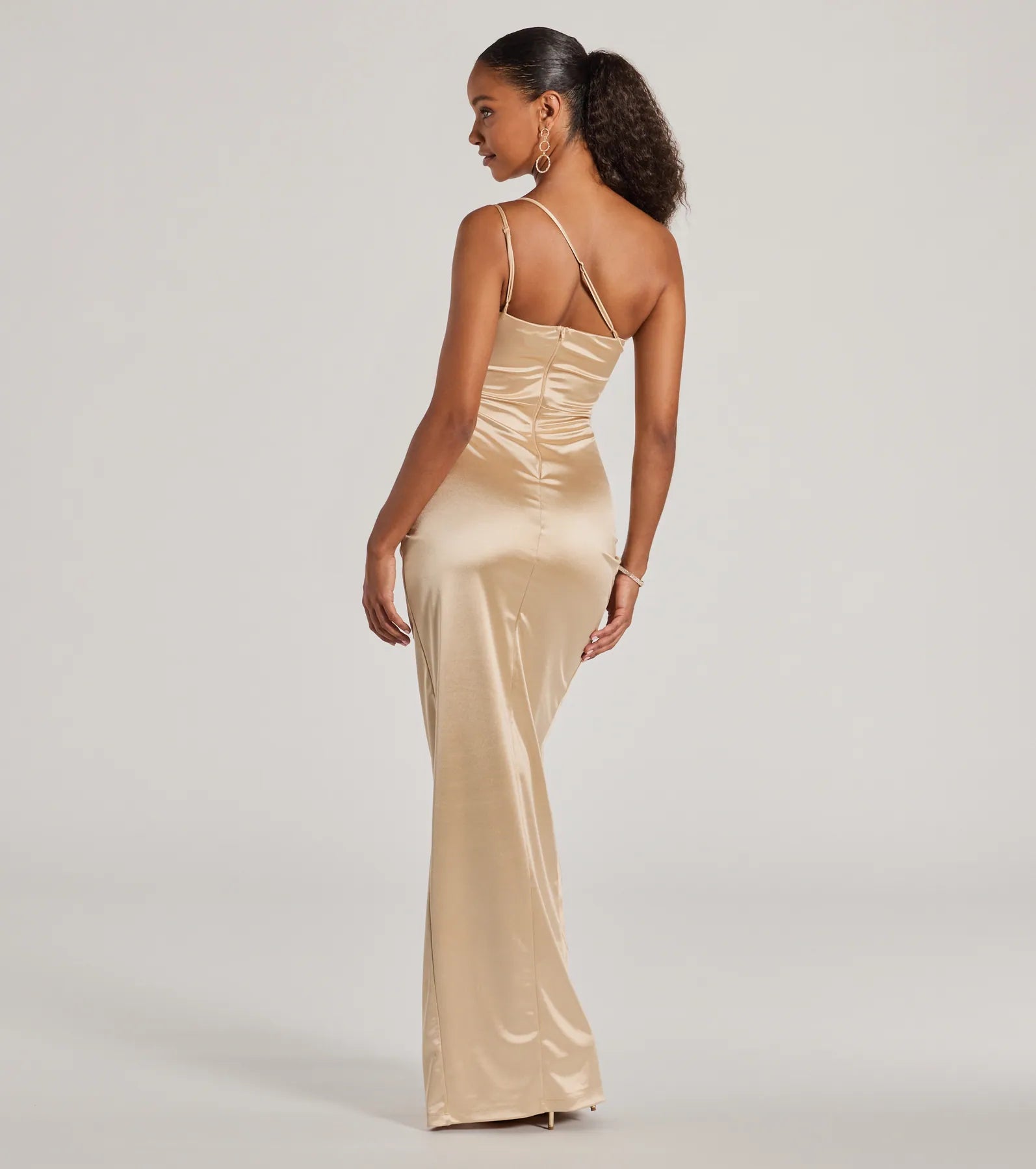 Trina One-Shoulder Slim Satin Formal Dress