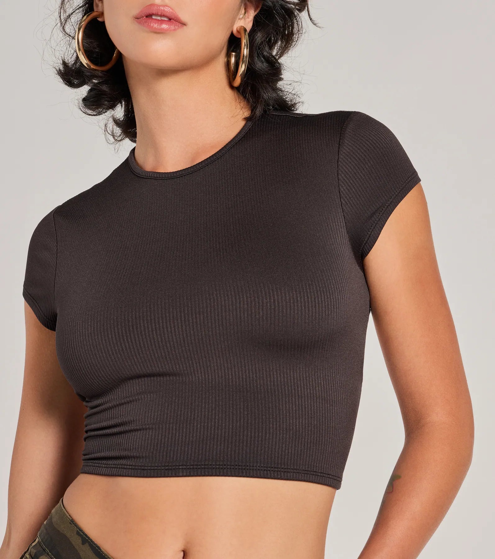 Trendy Cutie Lace-Up Ribbed Smooth Knit Crop Top