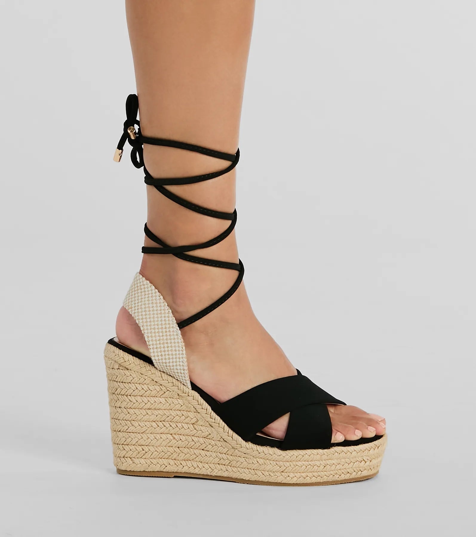 Open Toe Season Lace-Up Espadrille Wedges