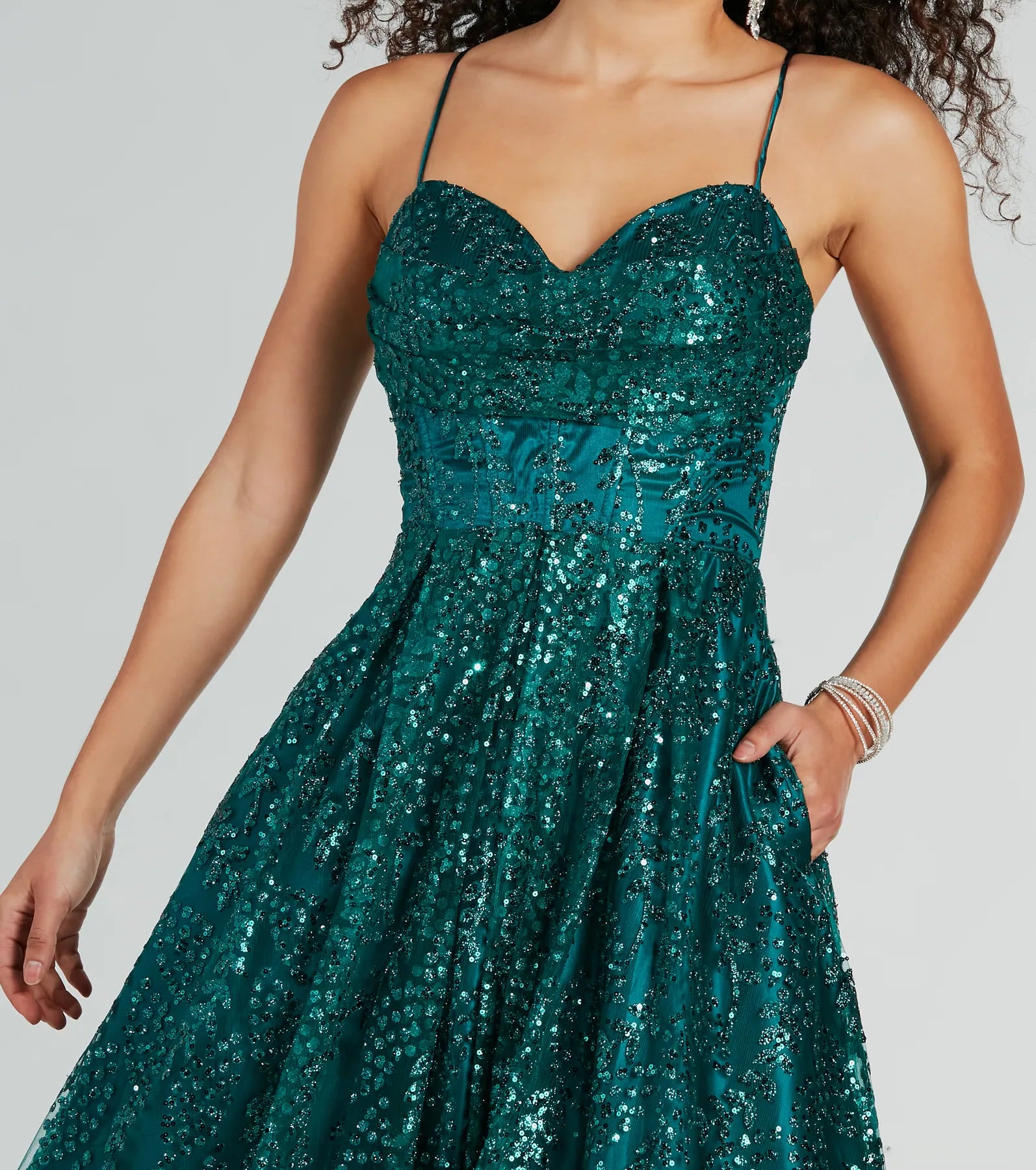 Giavanna Glitter Corset Lace-Up Ball Gown