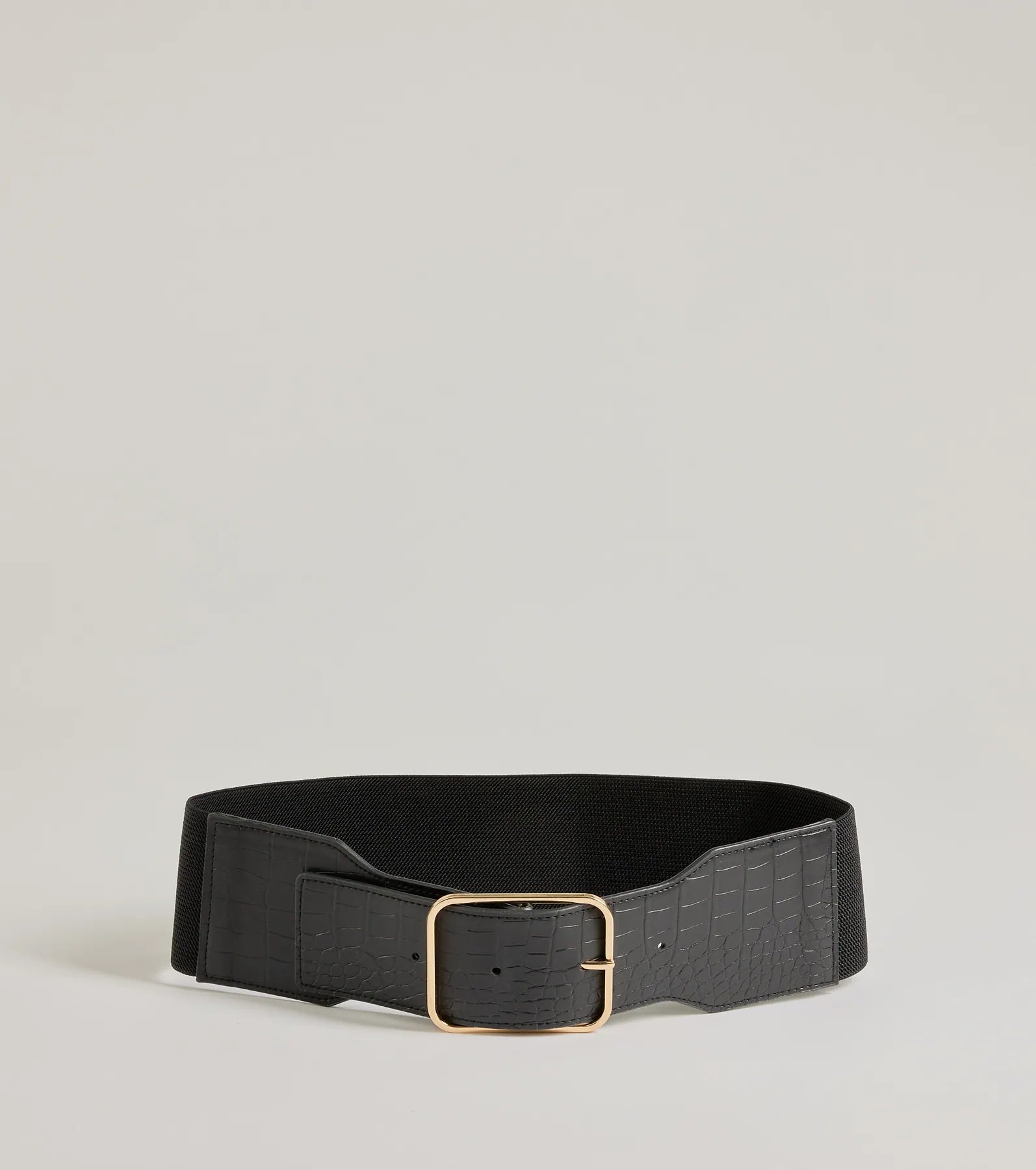 Major Stun Faux Croc-Embossed Wide Stretch Belt