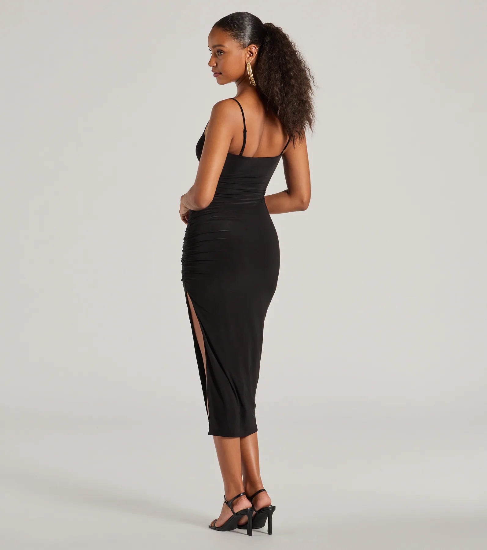 Truly Chic High Slit Bodycon Midi Dress