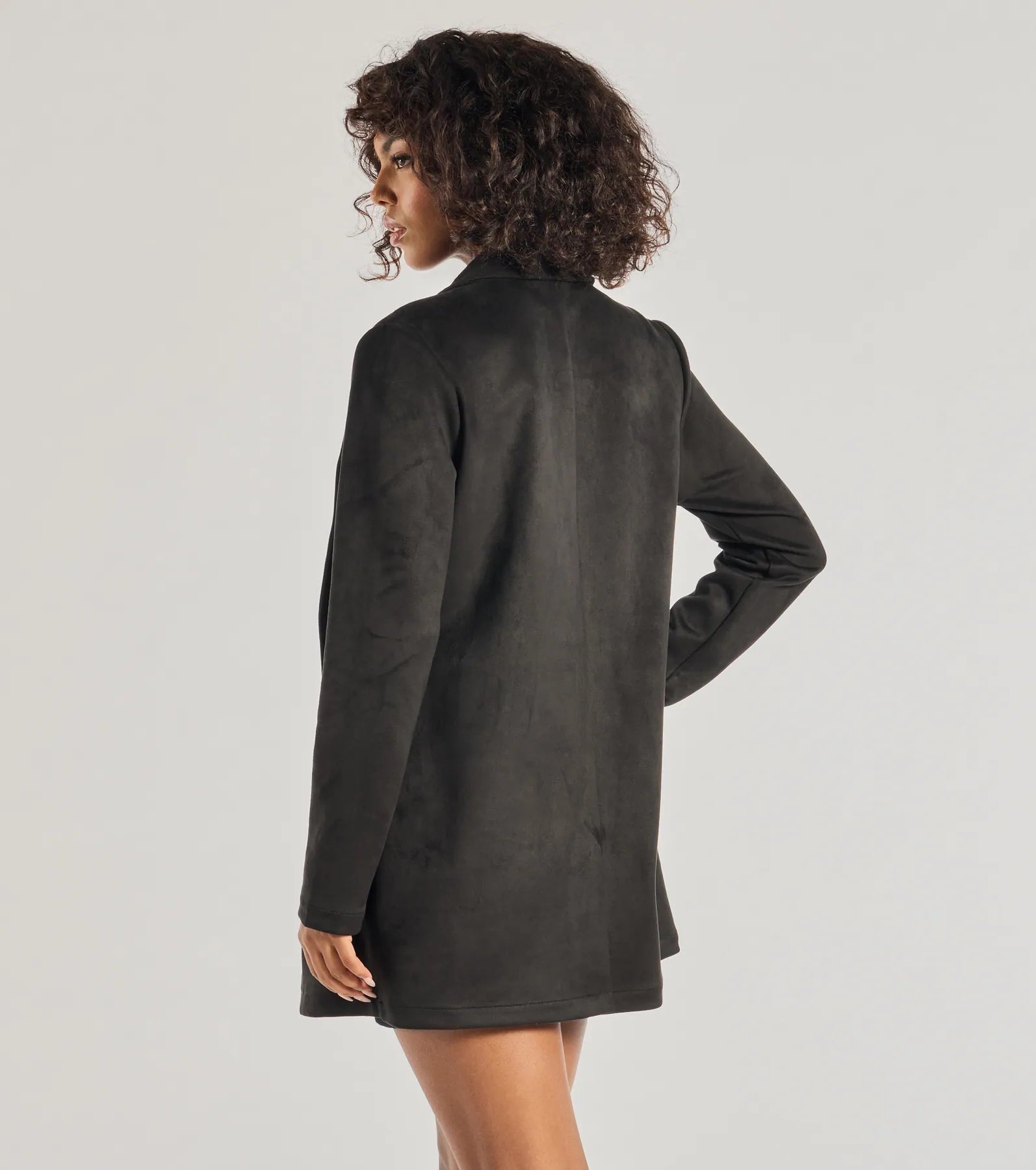 On The Move Faux Suede Long Blazer