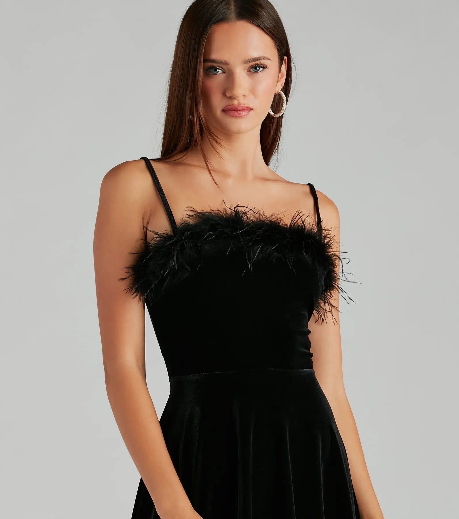 Diva Heart Marabou Velvet Skater Dress