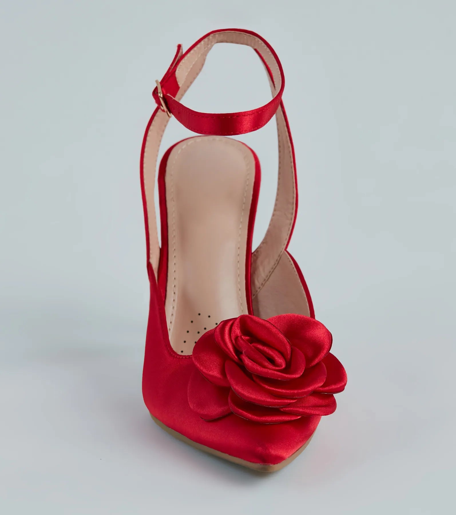 Sleek Charm Satin Rosette Stiletto Pumps