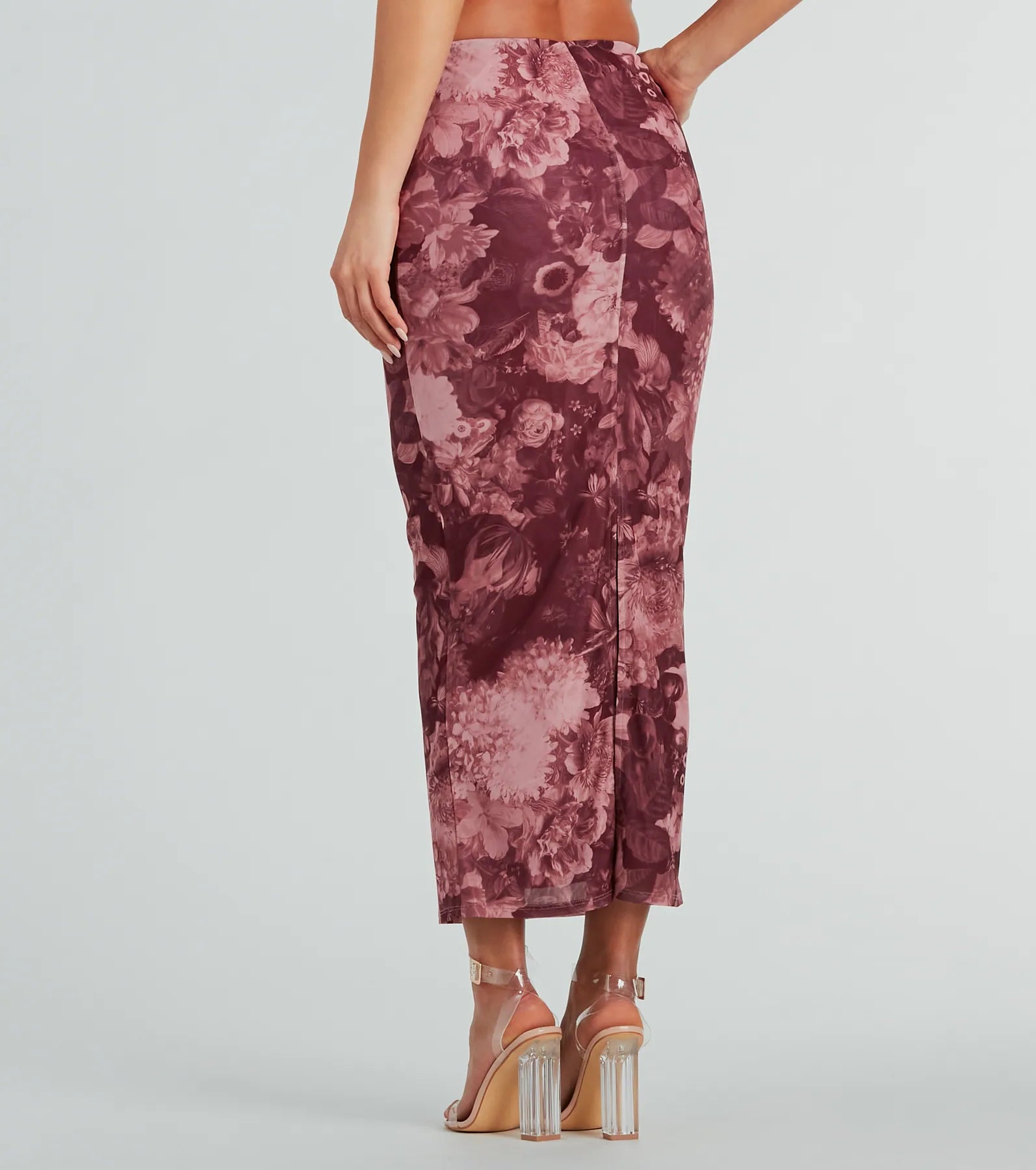 Stroll The Garden Mesh Floral Maxi Skirt