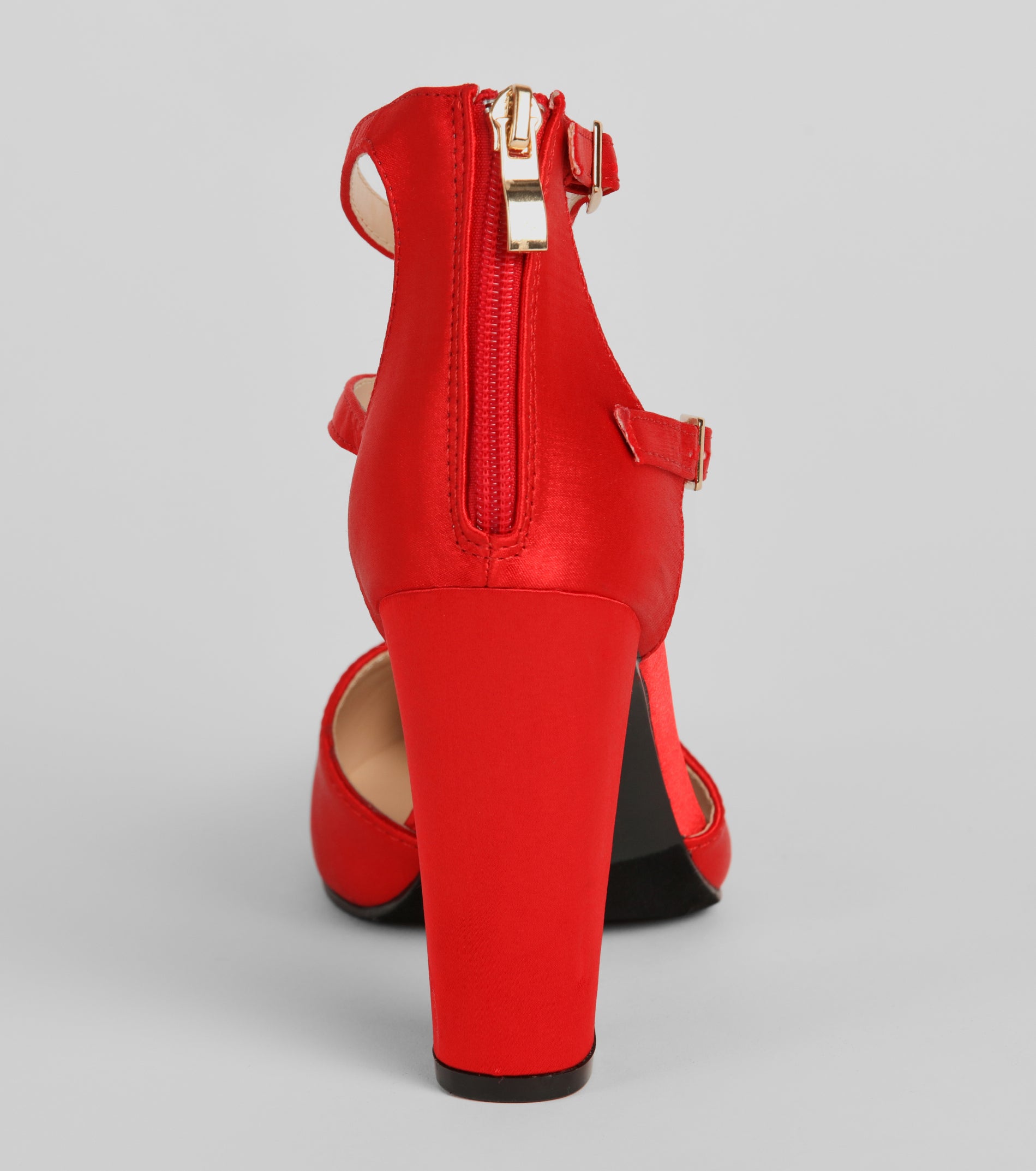 Standing Tall Satin Block Heel Pumps