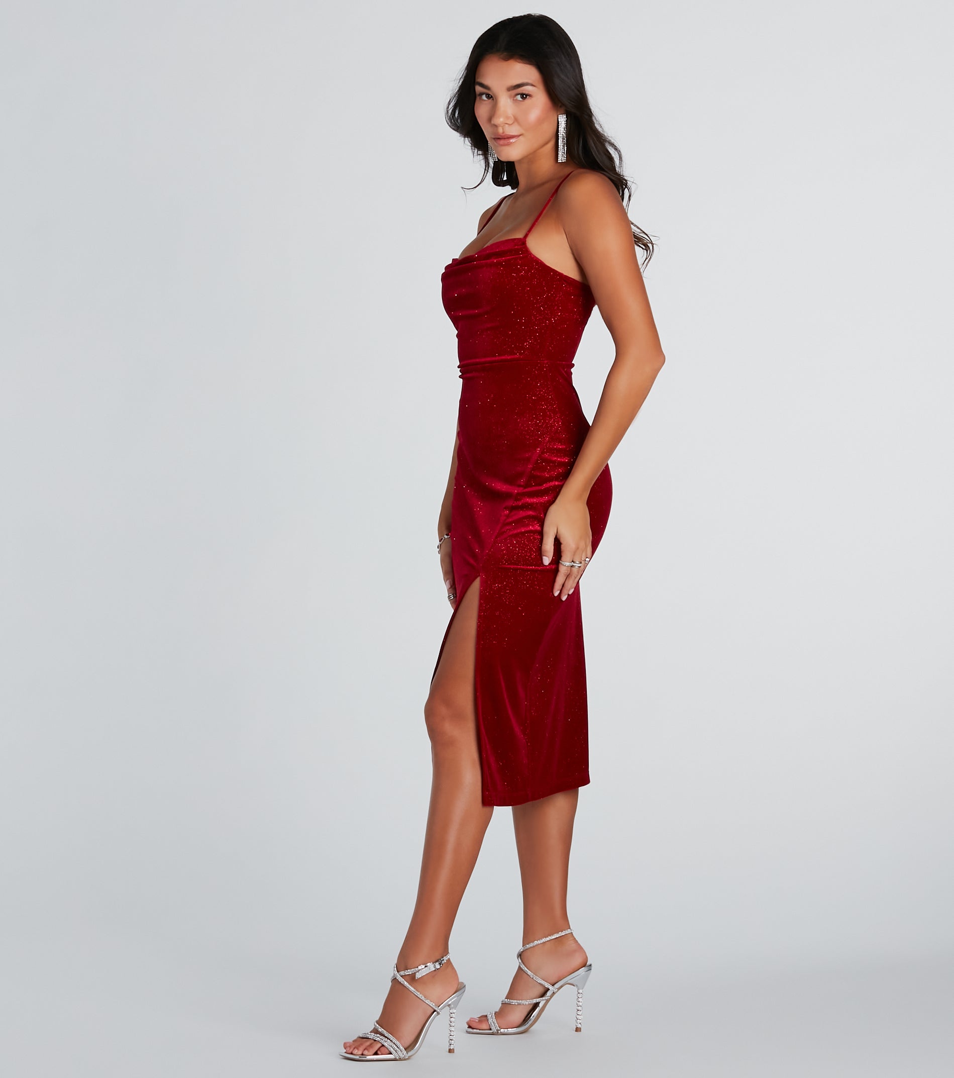 All Is Merry Velvet Glitter Midi Dress