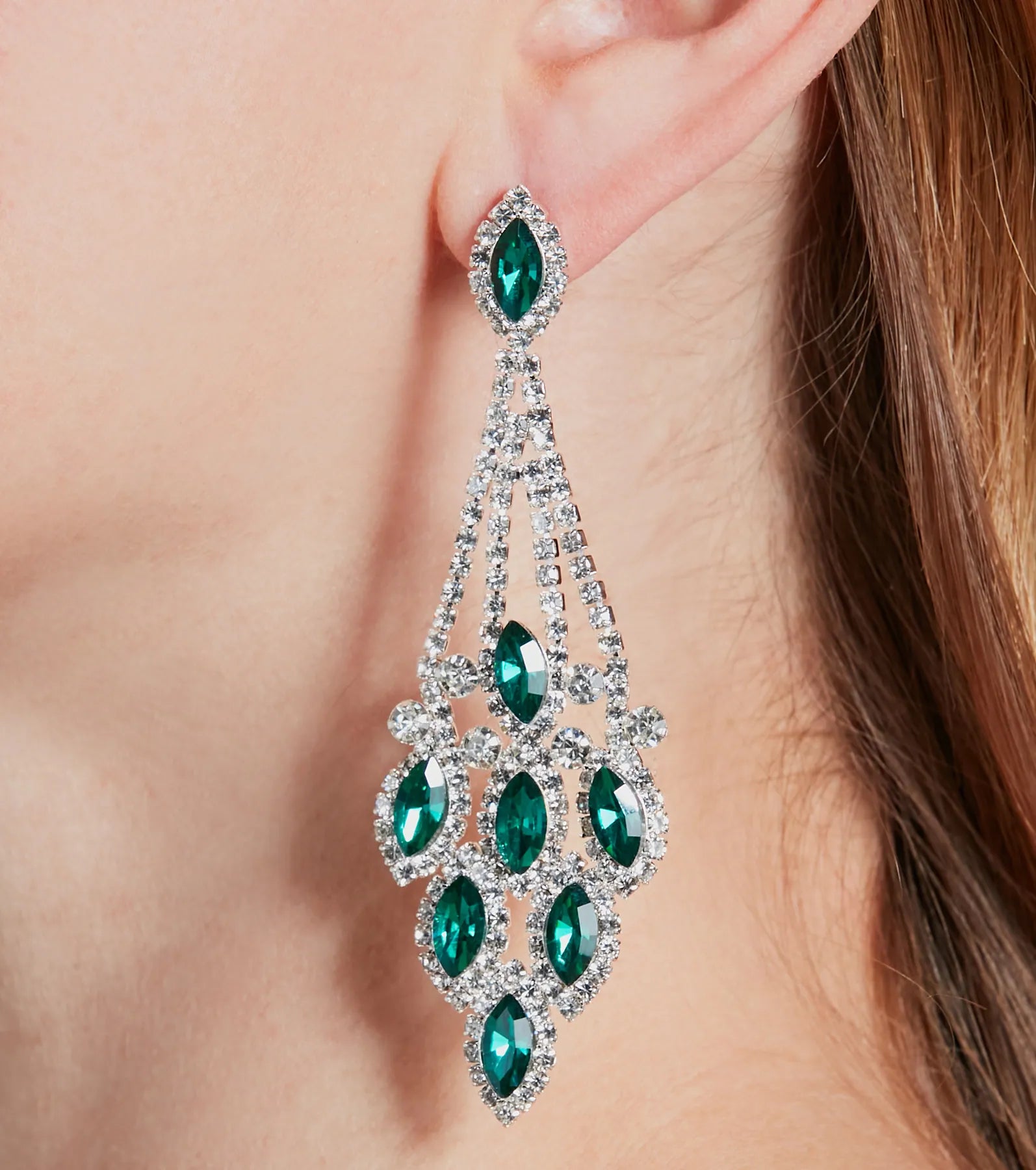 Luxe Sparkle Rhinestone And Gemstone Chandelier Earrings