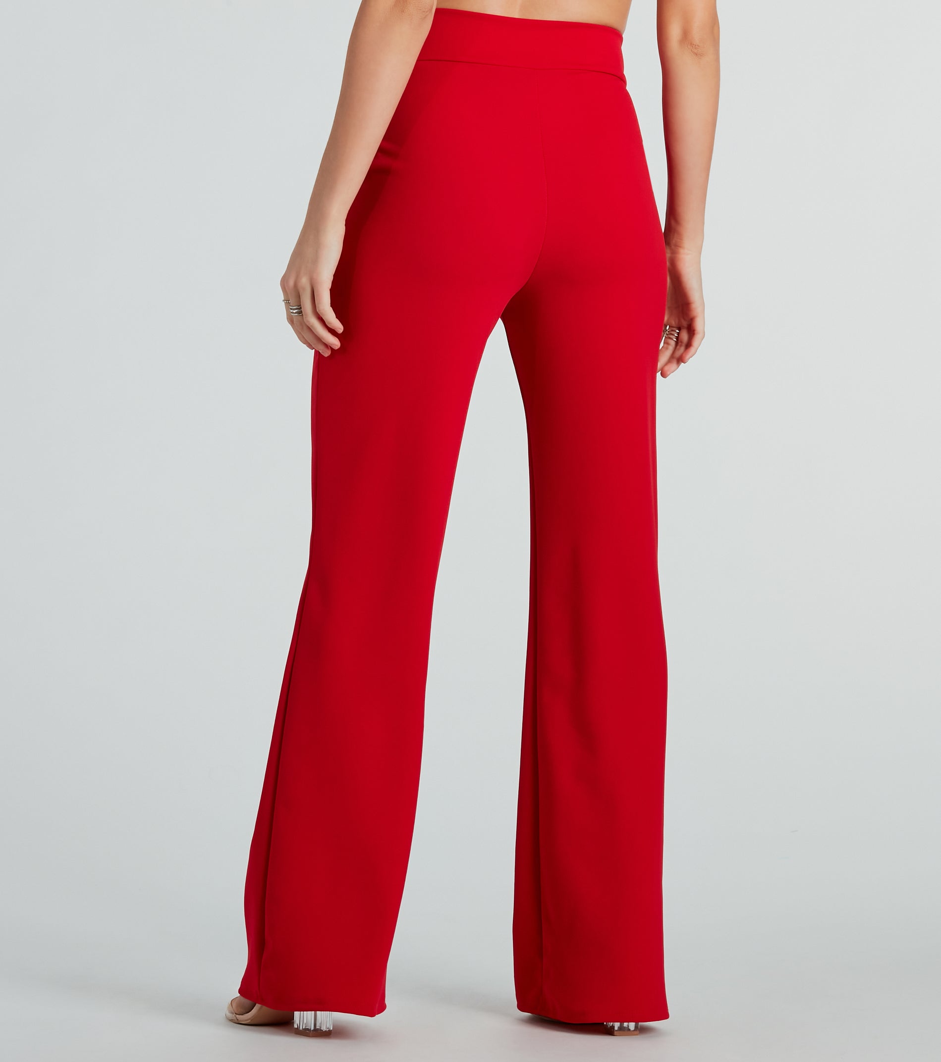 Power Looks High Rise Crepe Trouser Pants